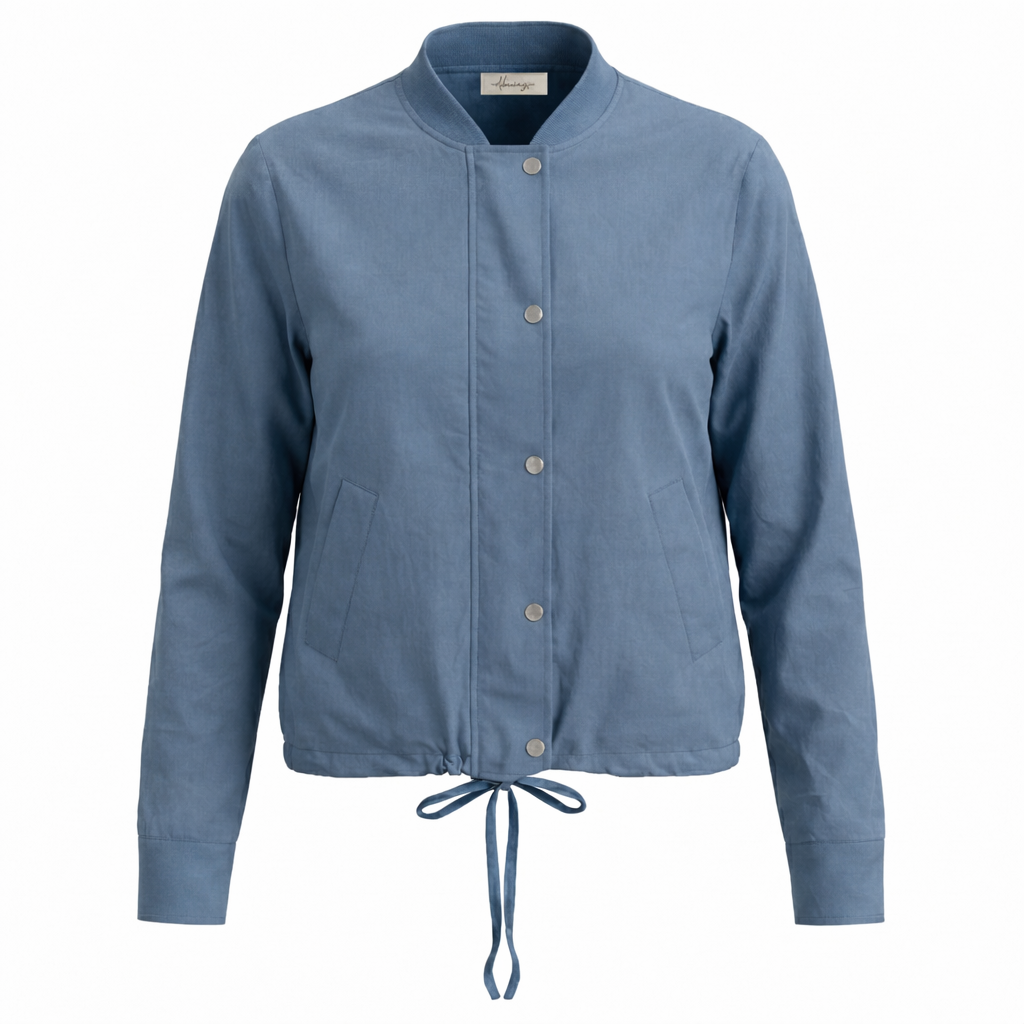 Cotton Bomber Jacket in Denim Blue by The Norway Club