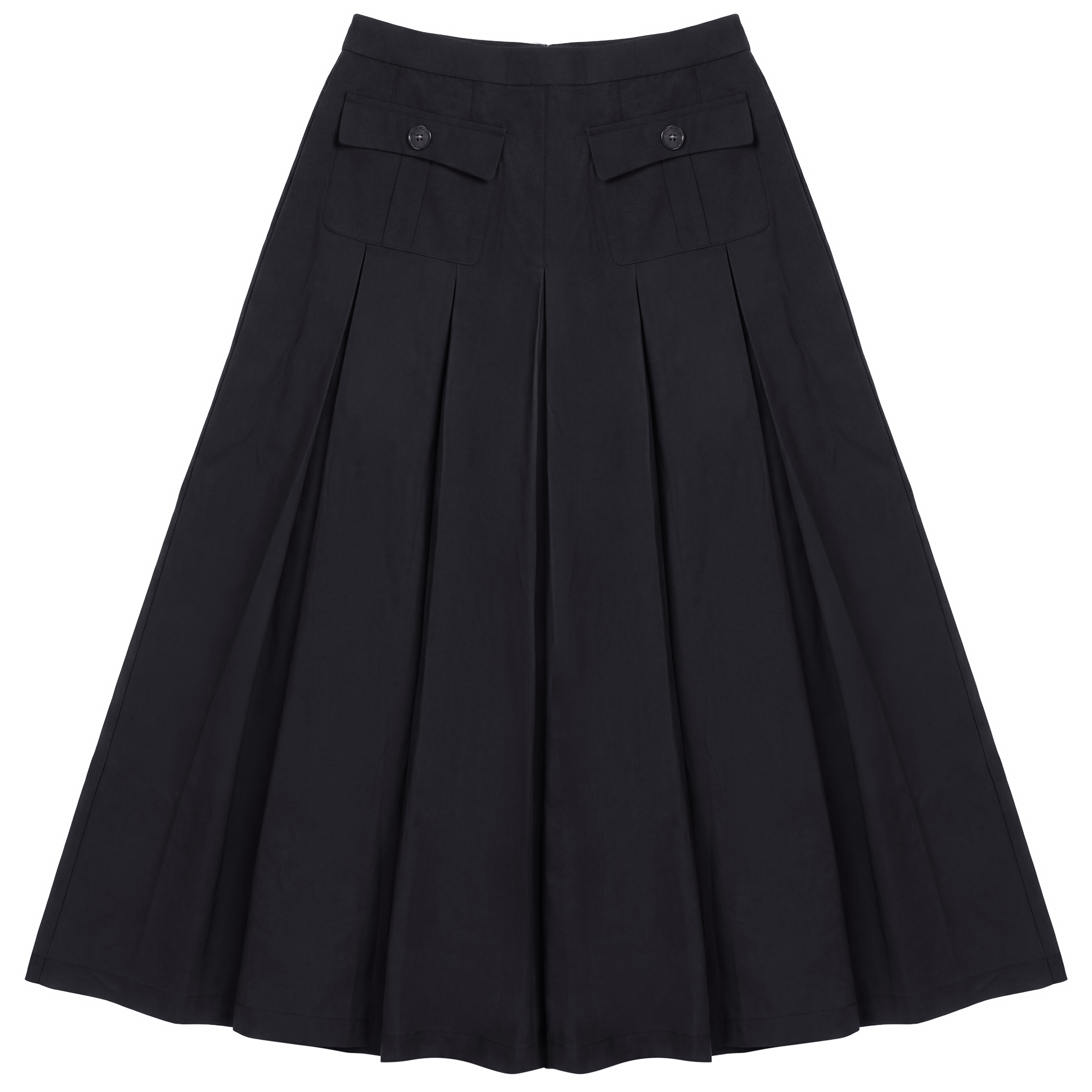 Pleated Midi Cotton Skirt in Black by The Norway Club