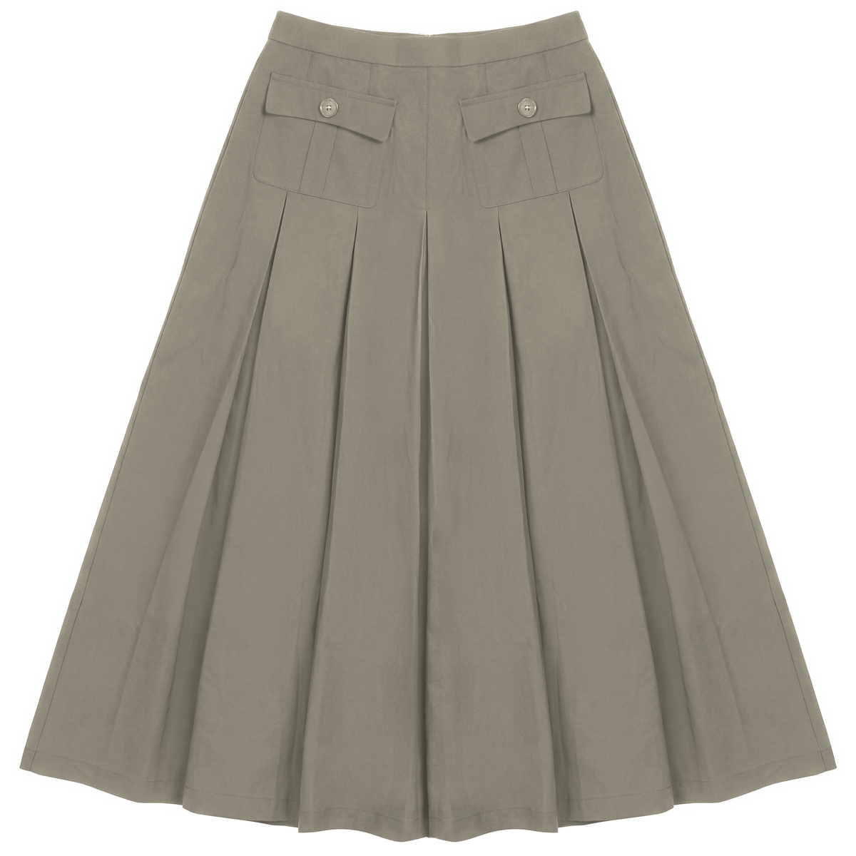Pleated Midi Cotton Skirt in Stone by The Norway Club