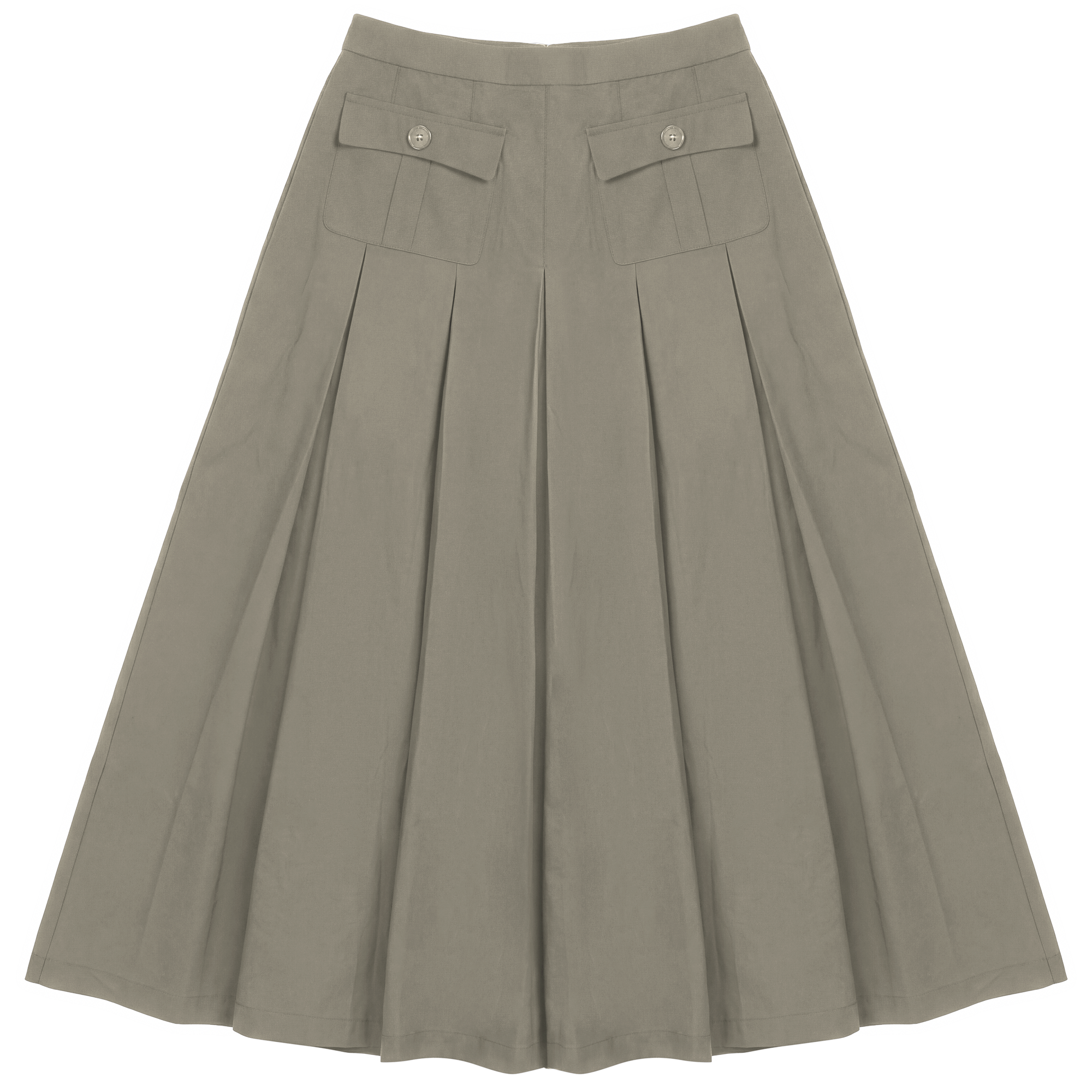 Pleated Midi Cotton Skirt in Stone by The Norway Club