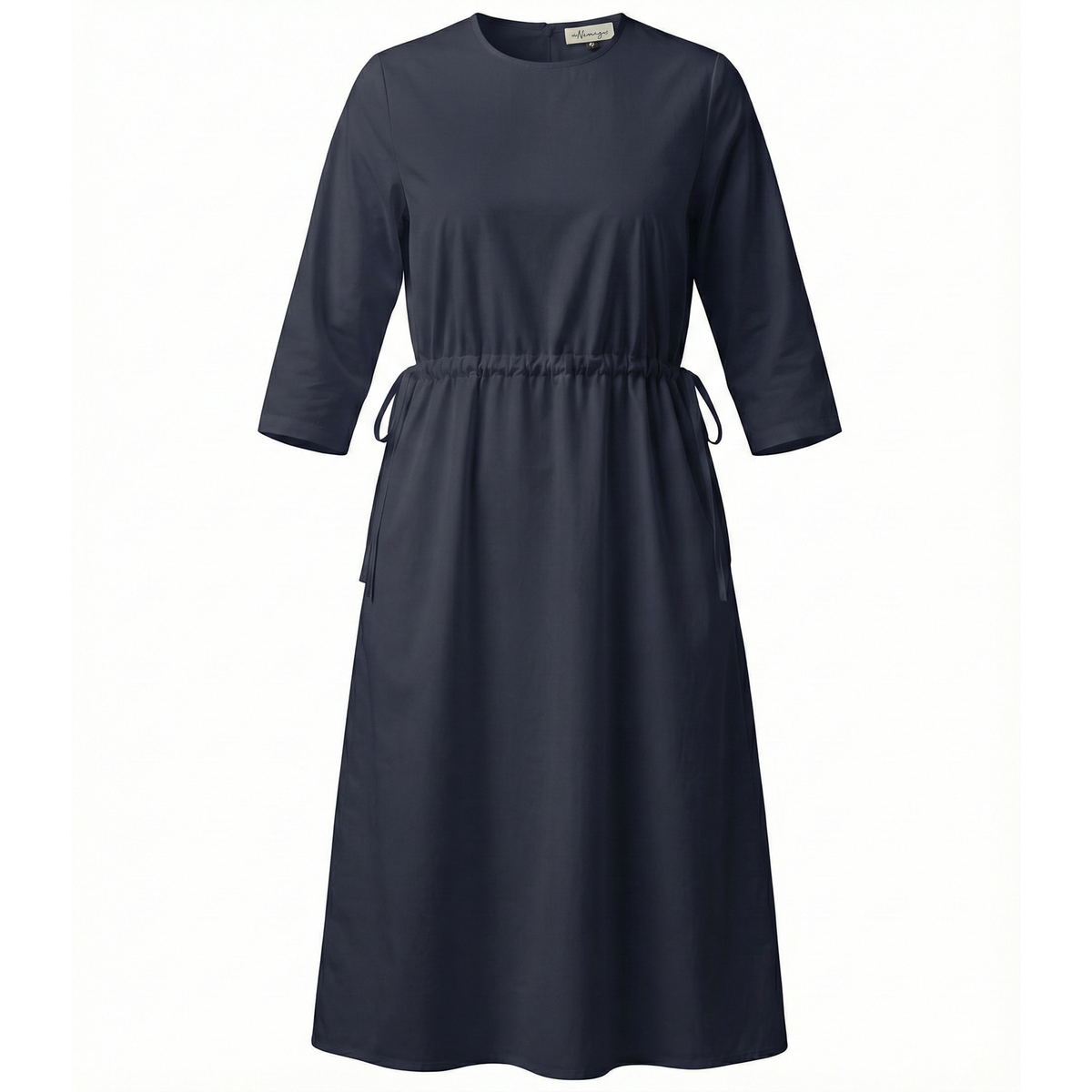 Scrunch Midi Dress in Dark Navy by The Norway Club