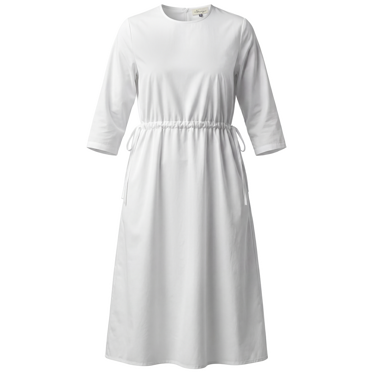 Scrunch Midi Dress in White by The Norway Club