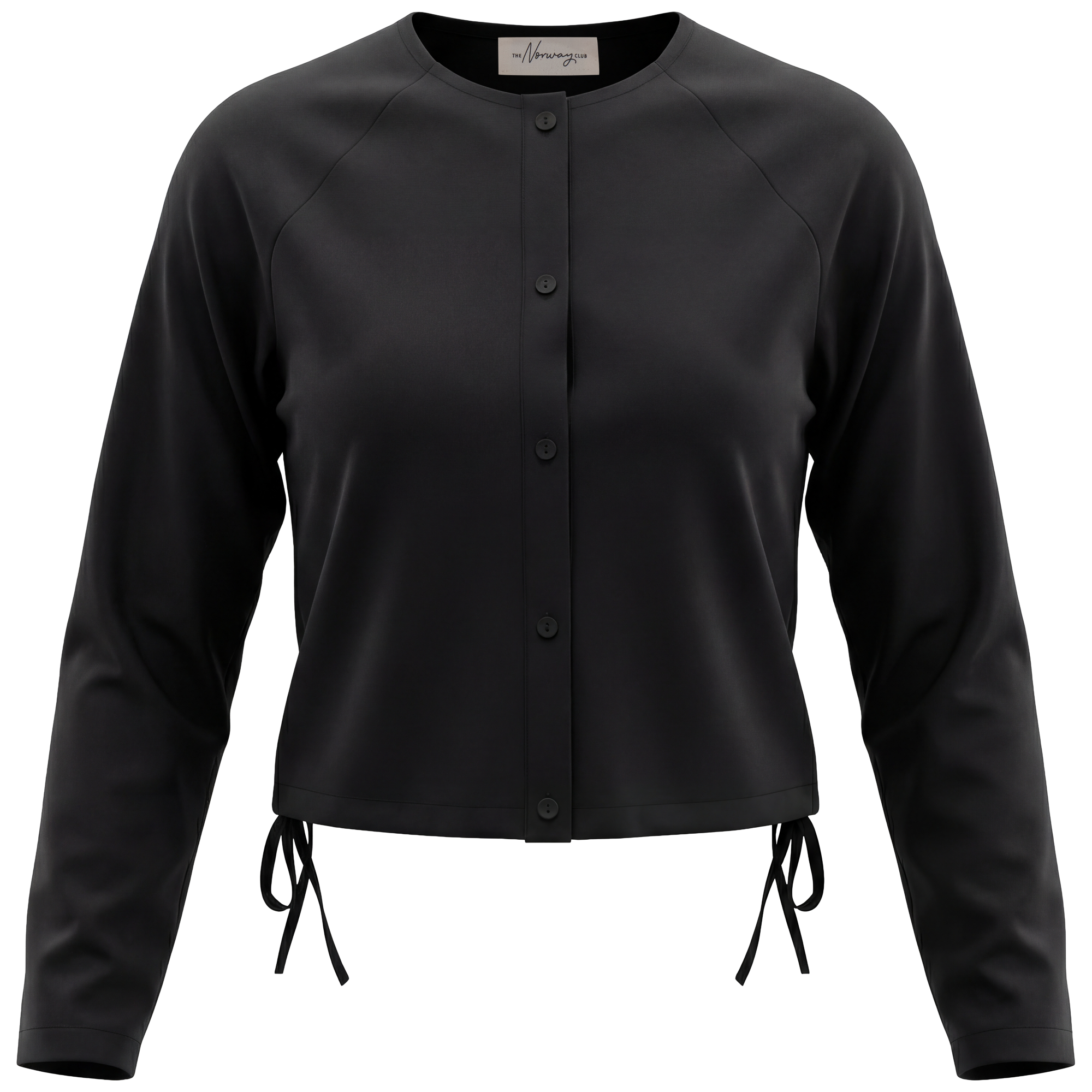 Cotton Cropped Tie Blouse in Black by The Norway Club