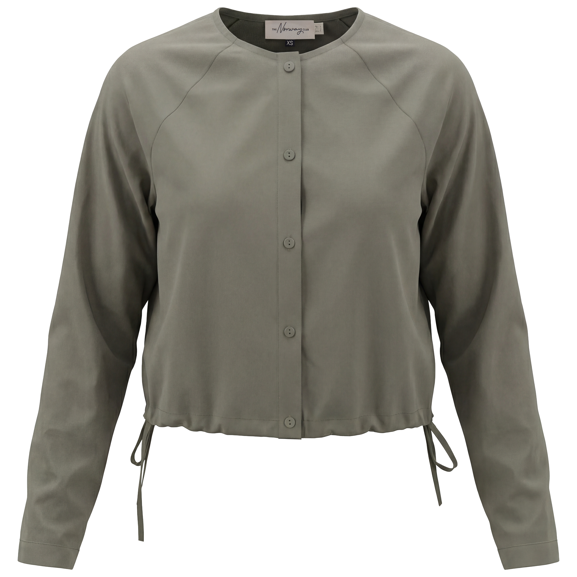 Cotton Cropped Tie Blouse in Stone by The Norway Club