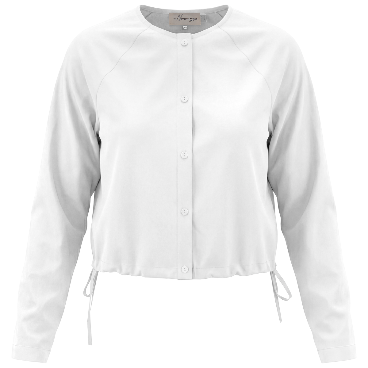 Cotton Cropped Tie Blouse in White by The Norway Club