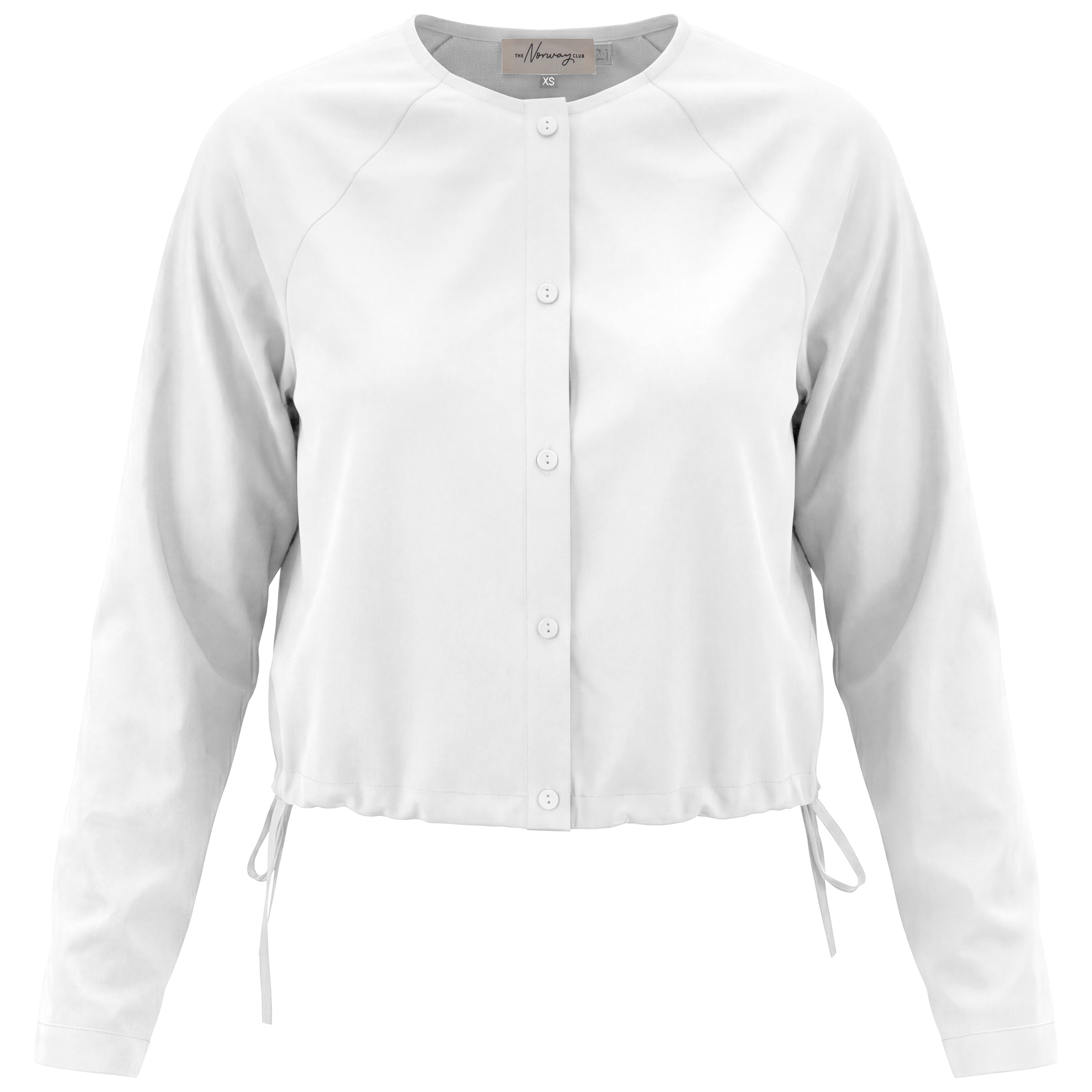 Cotton Cropped Tie Blouse in White by The Norway Club