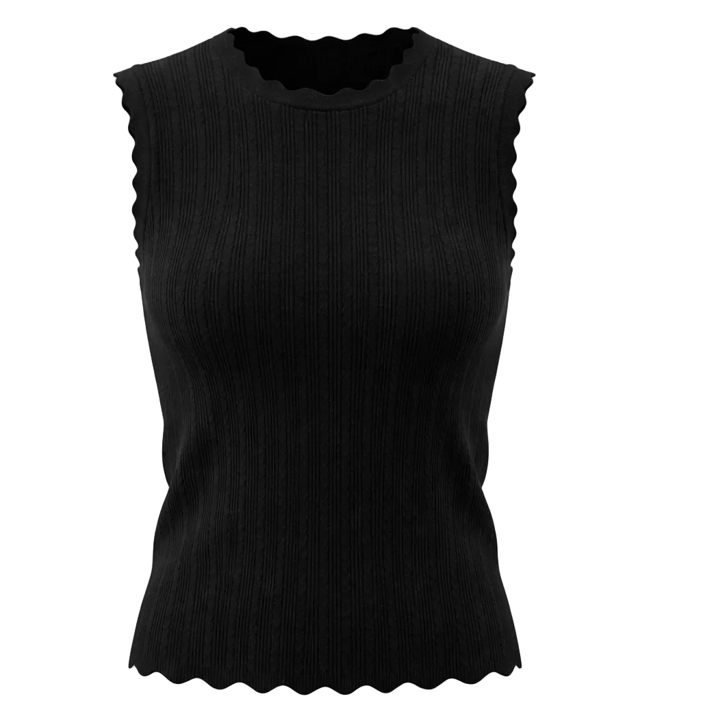 Crepe Knit Vest in Black by Mademoiselle