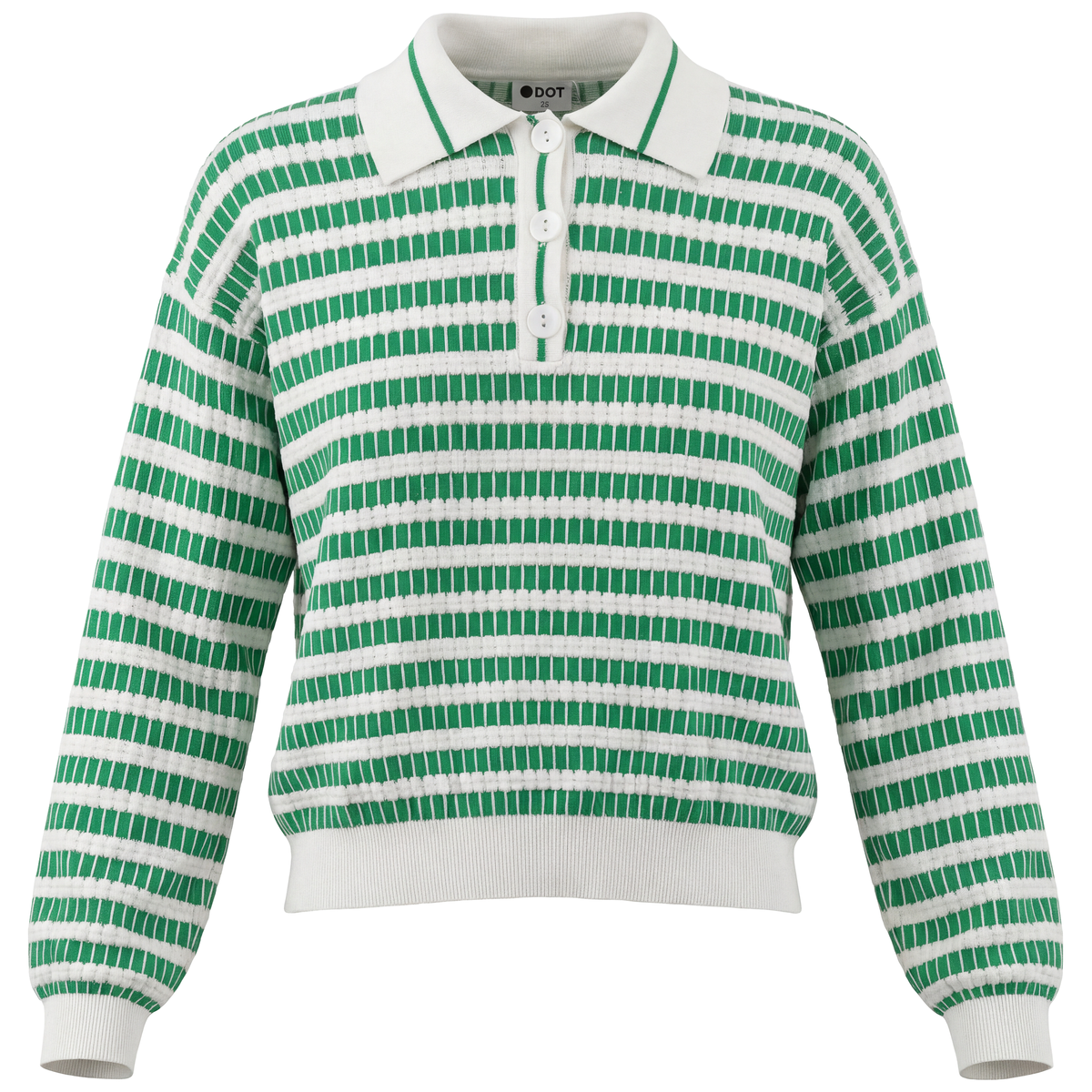Cropped Knit Dotted Top in Emerald Green Off White by Dot