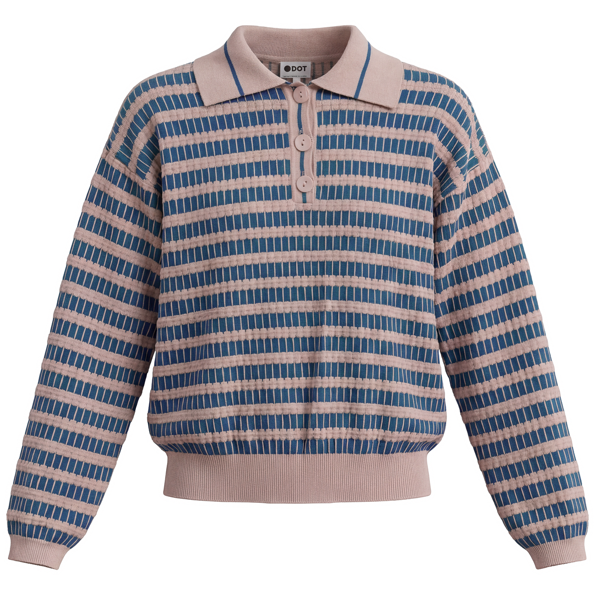 Cropped Knit Dotted Top in Light Dusty Pink Medium Navy by Dot