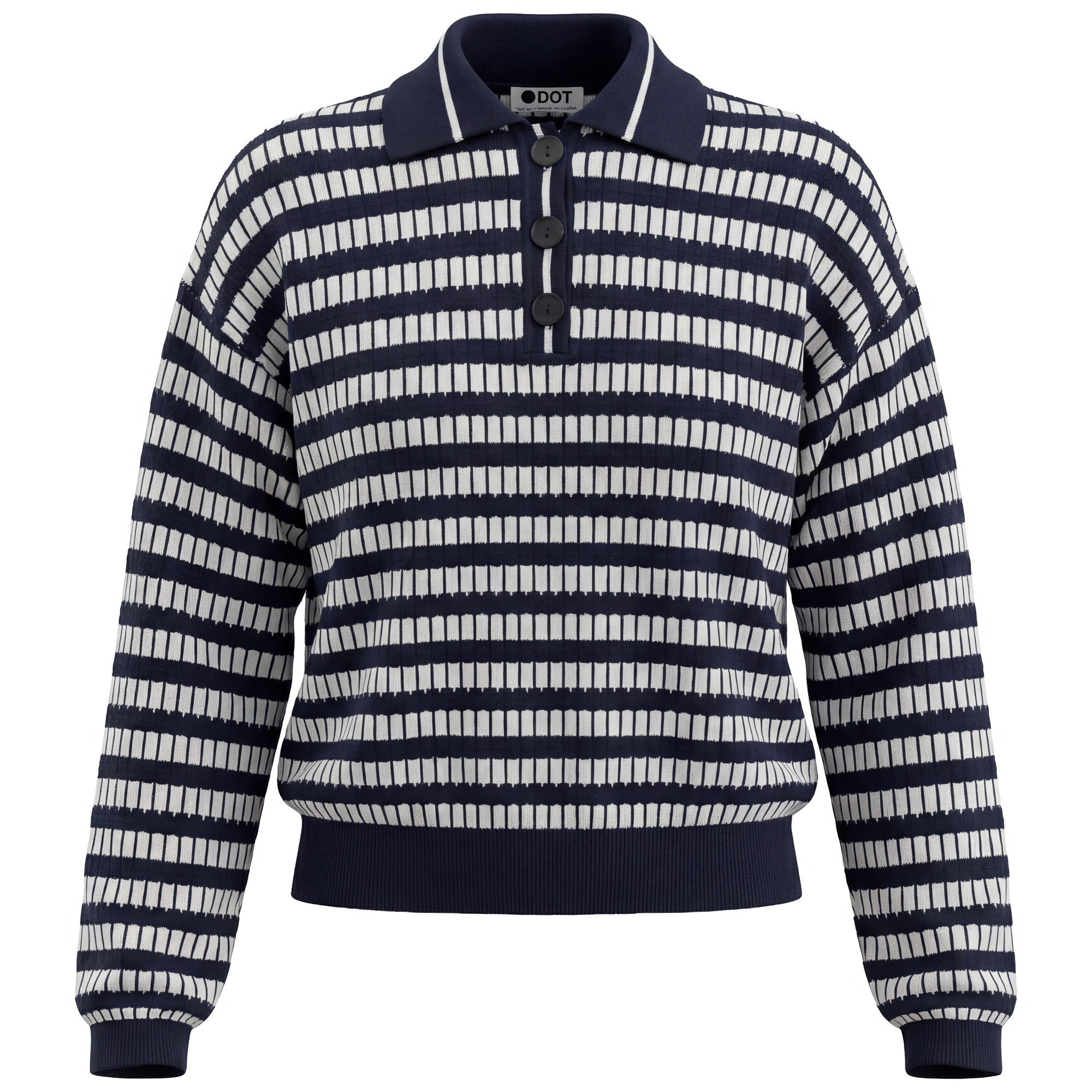 Cropped Knit Dotted Top in Navy White by Dot