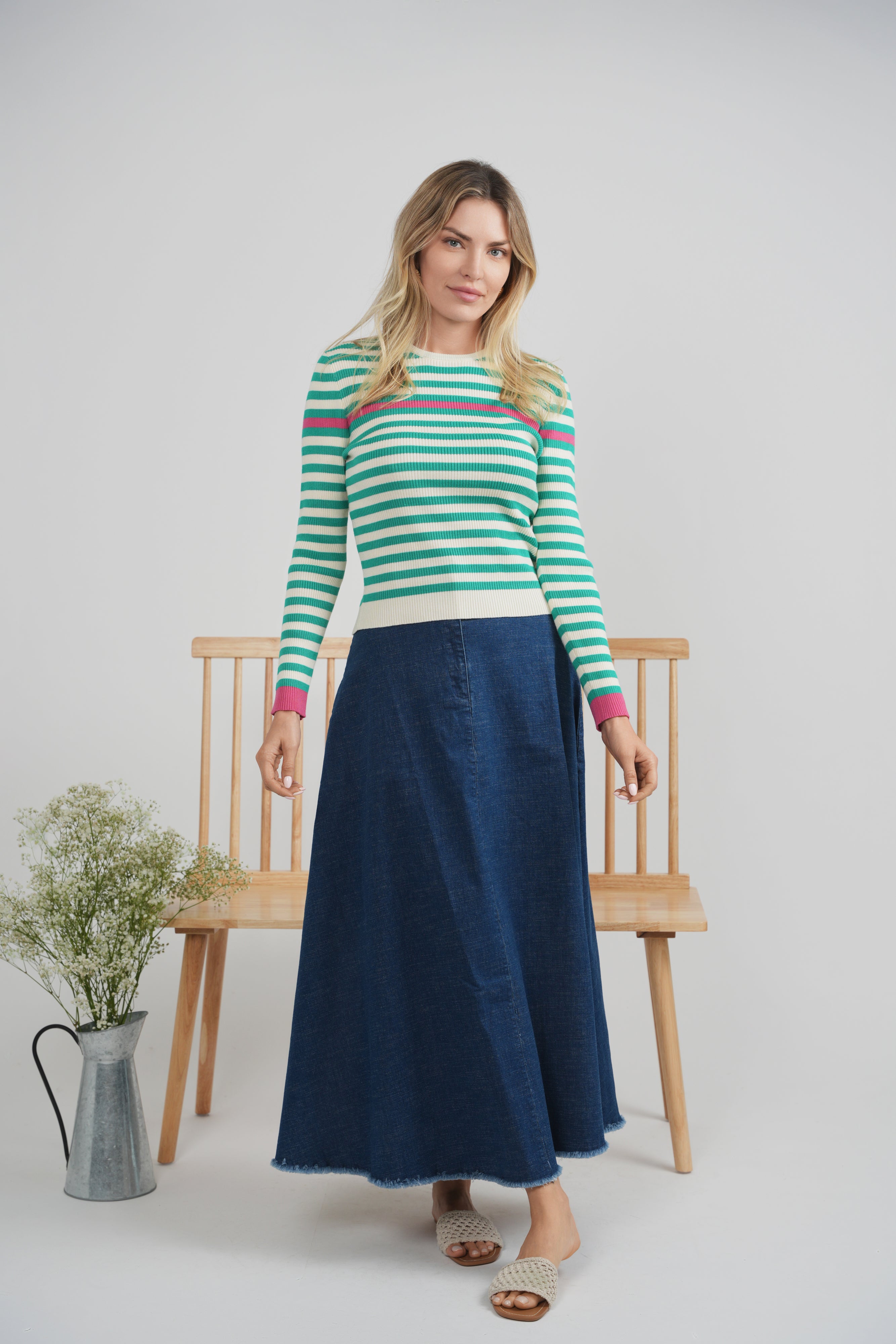 Cropped Knit Dotted Top in by Dot