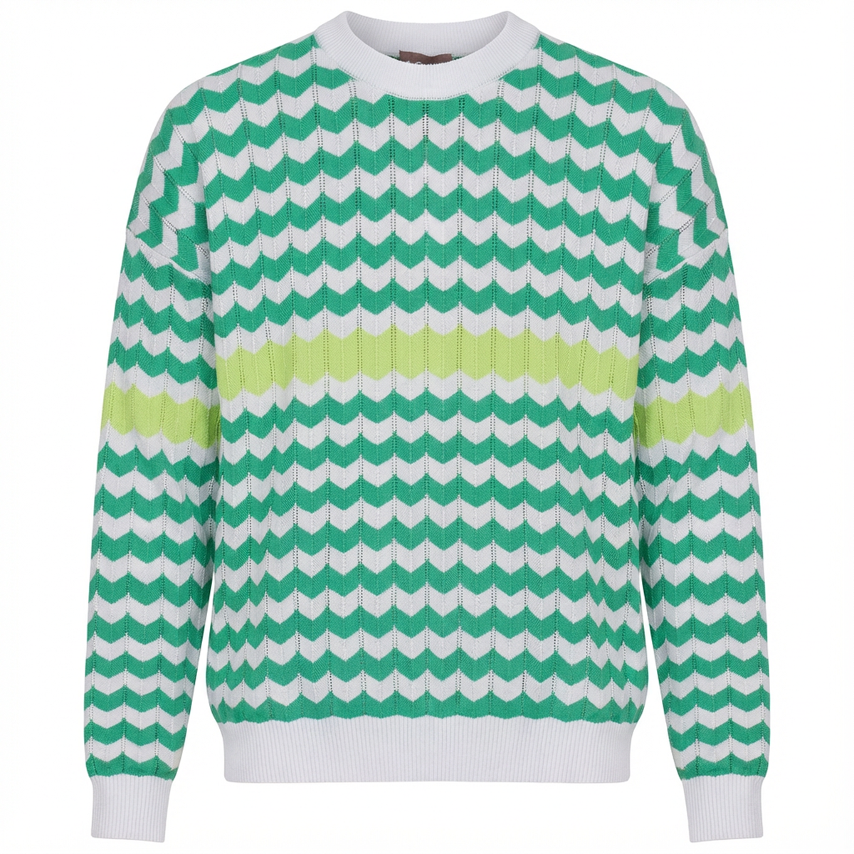 Chevron Stripped Knit Sweater in Emerald Green by Coco