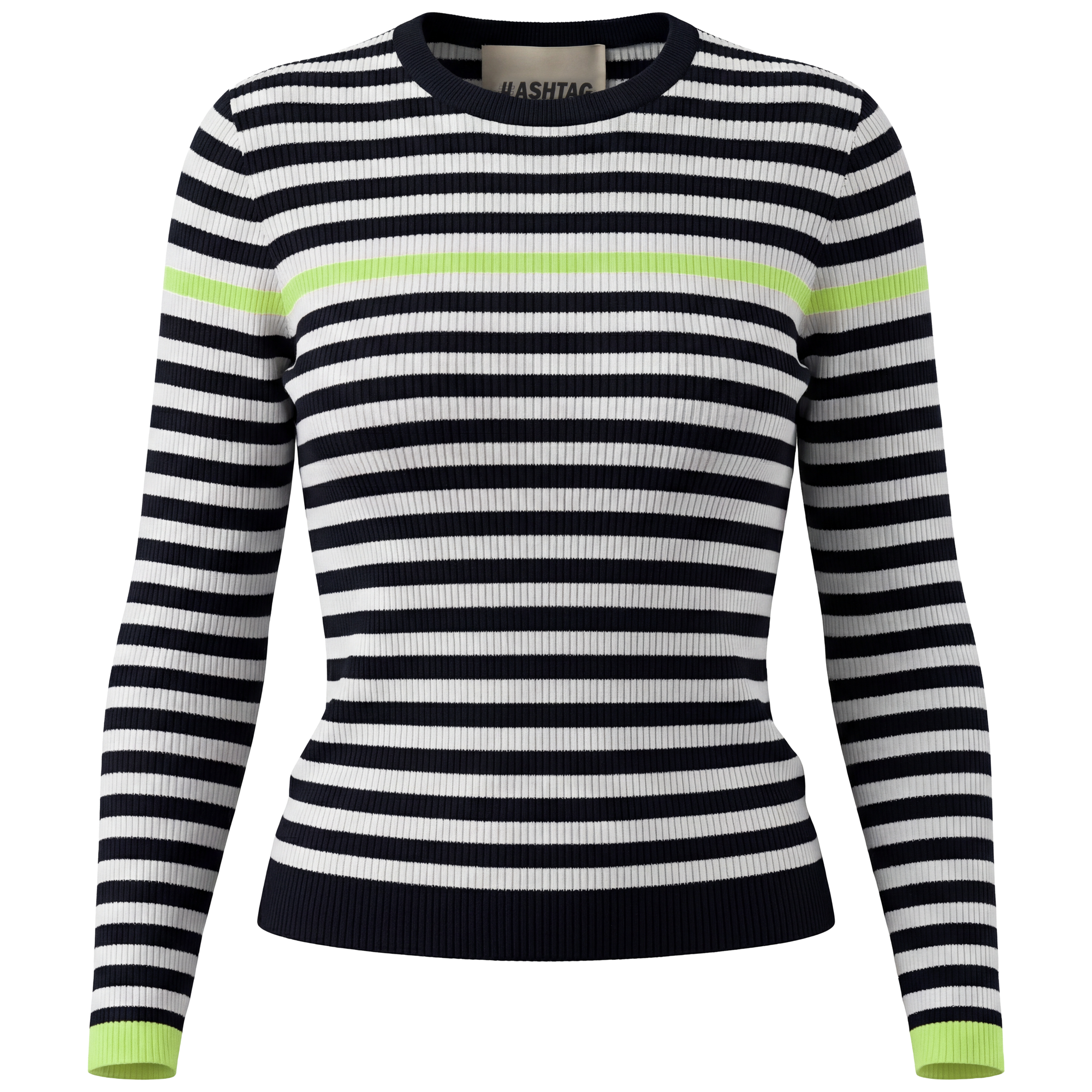 Ribbed Striped Sweater in Black Neon by Hashtag