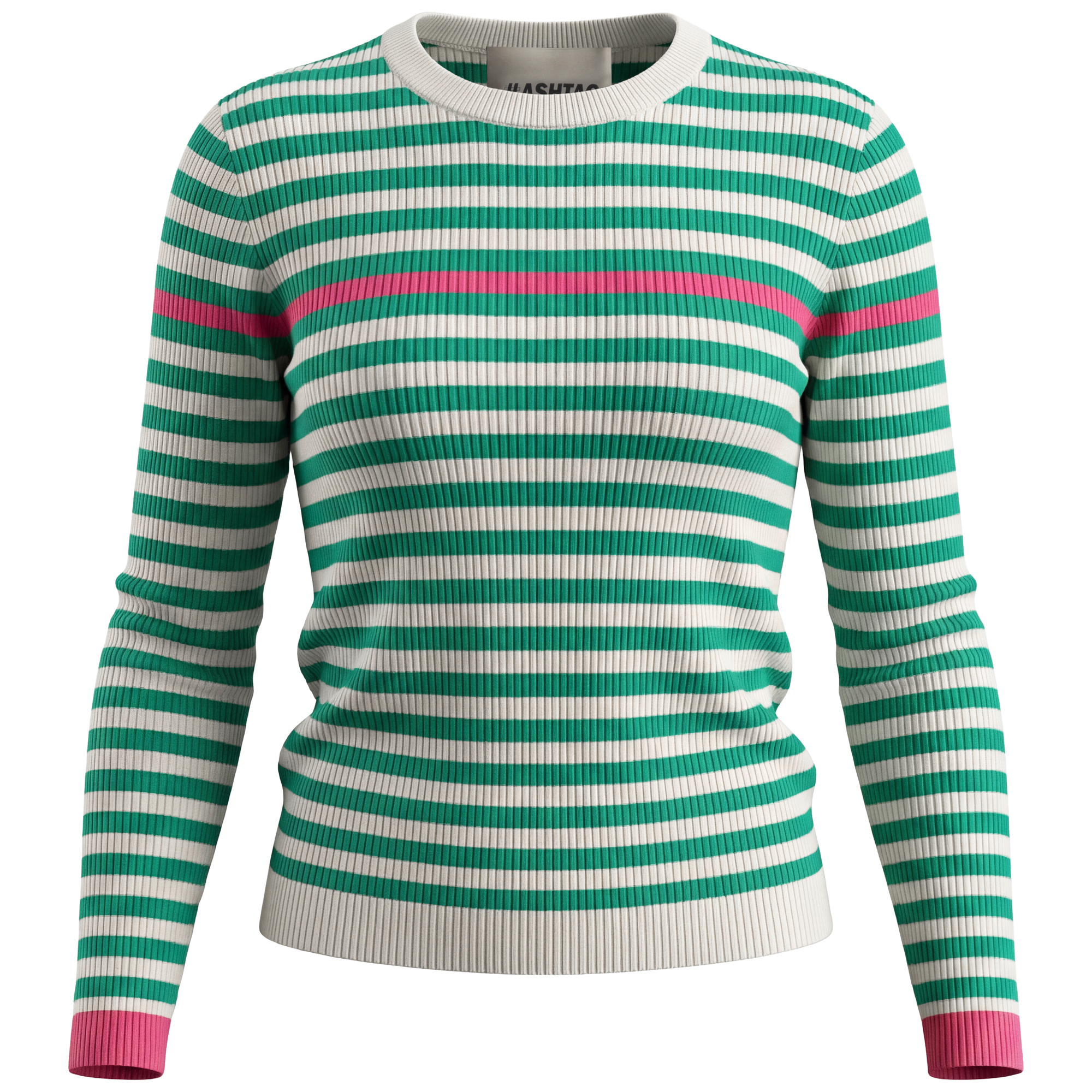 Ribbed Striped Sweater in Sea Green Pink by Hashtag