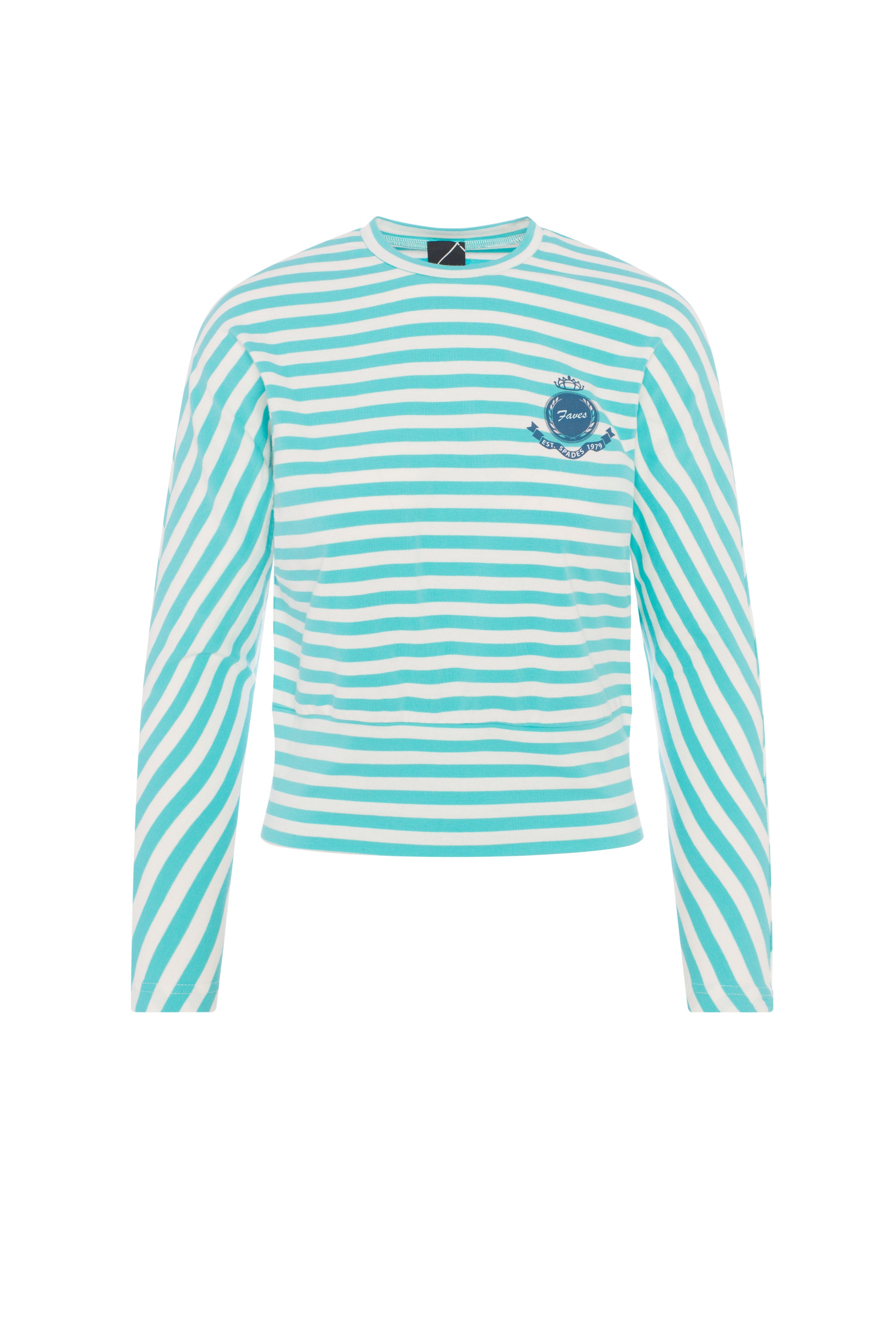 Striped Dolman Emblem Tee in Lake Blue by Spades