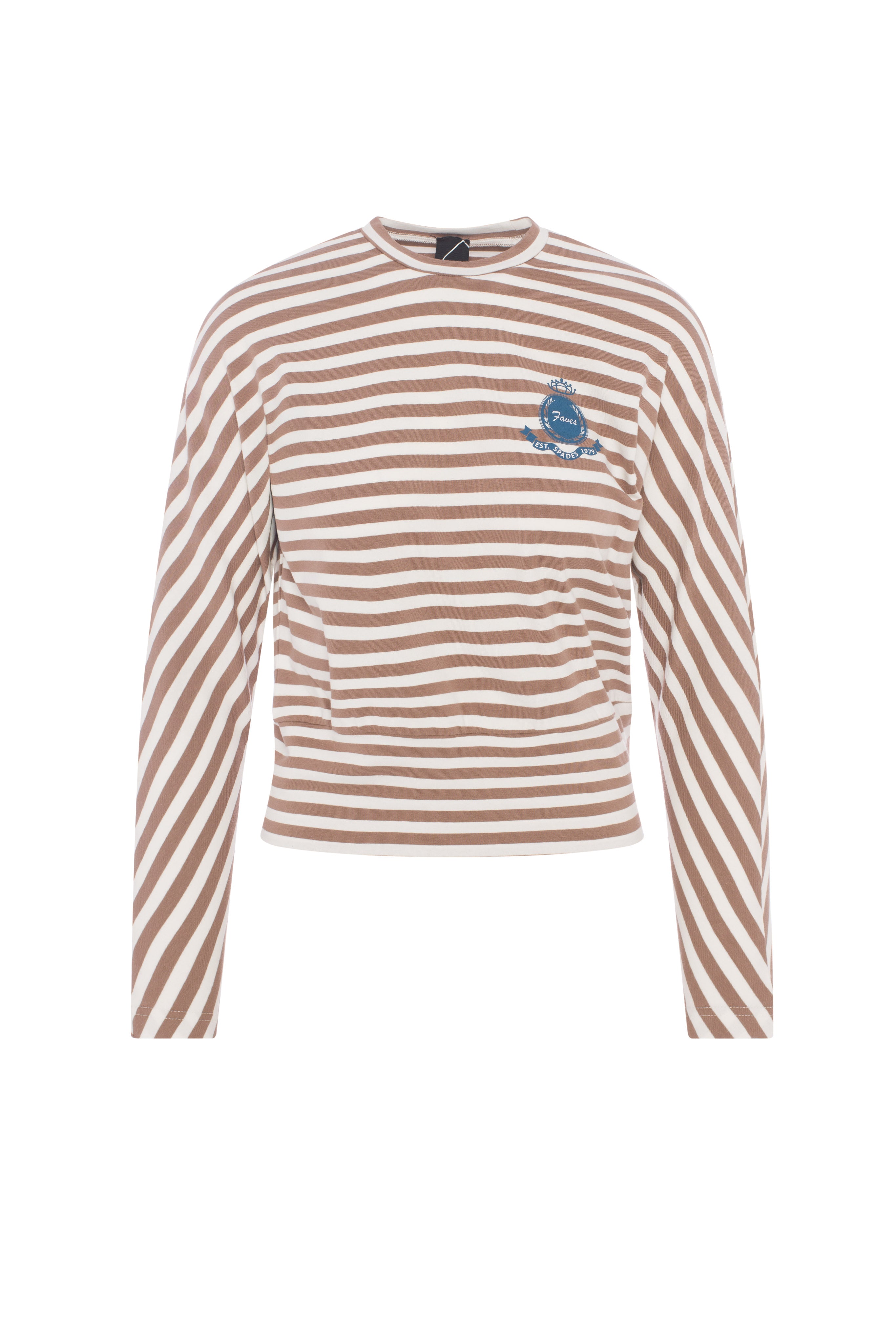 Striped Dolman Emblem Tee in Mocha by Spades