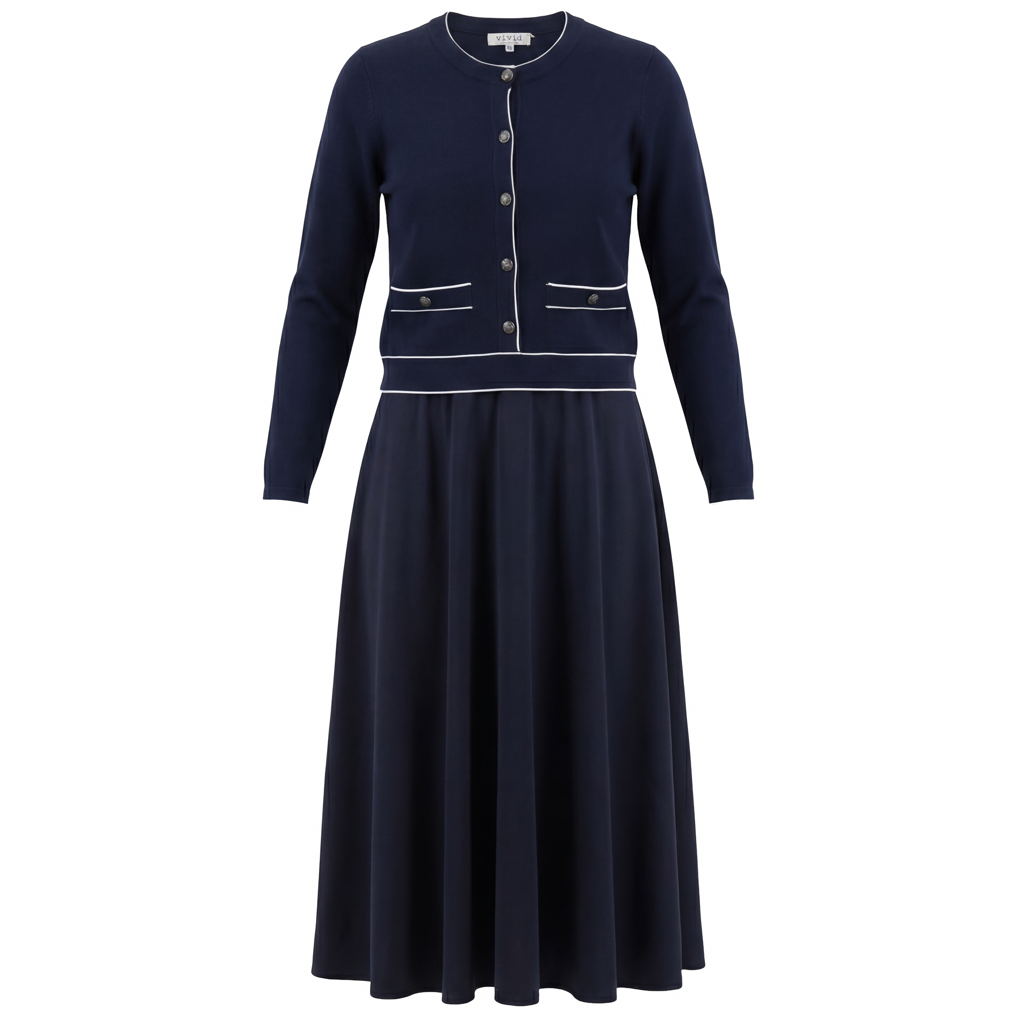 Sweater Cardigan Combo Midi Dress