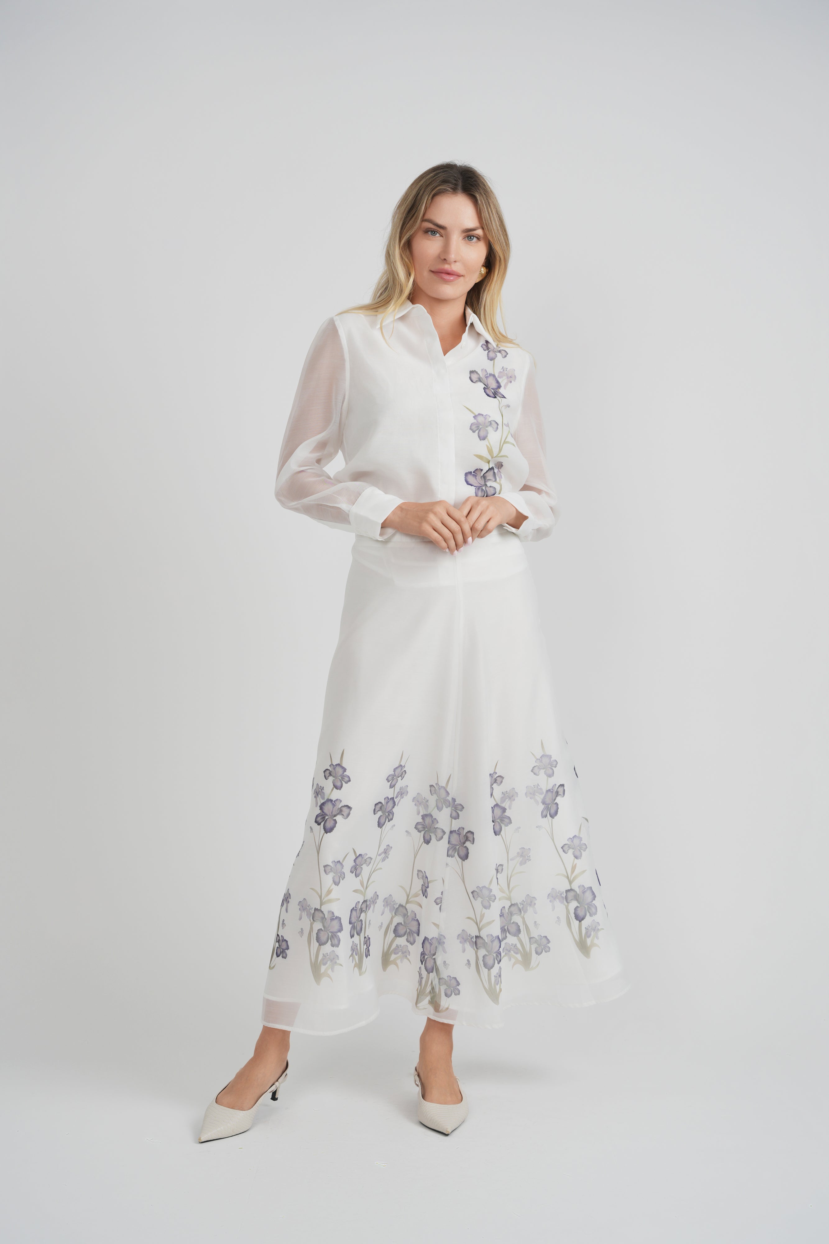 Floral Printed Midi Skirt in by Coco de la Mour