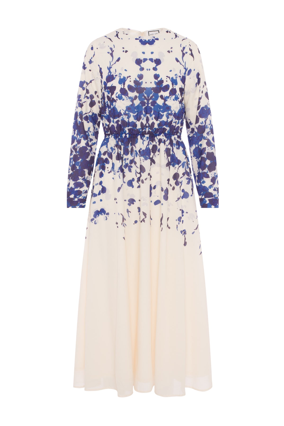 Midi Waisted Floral Dress in Cream Floral by Milan Italy