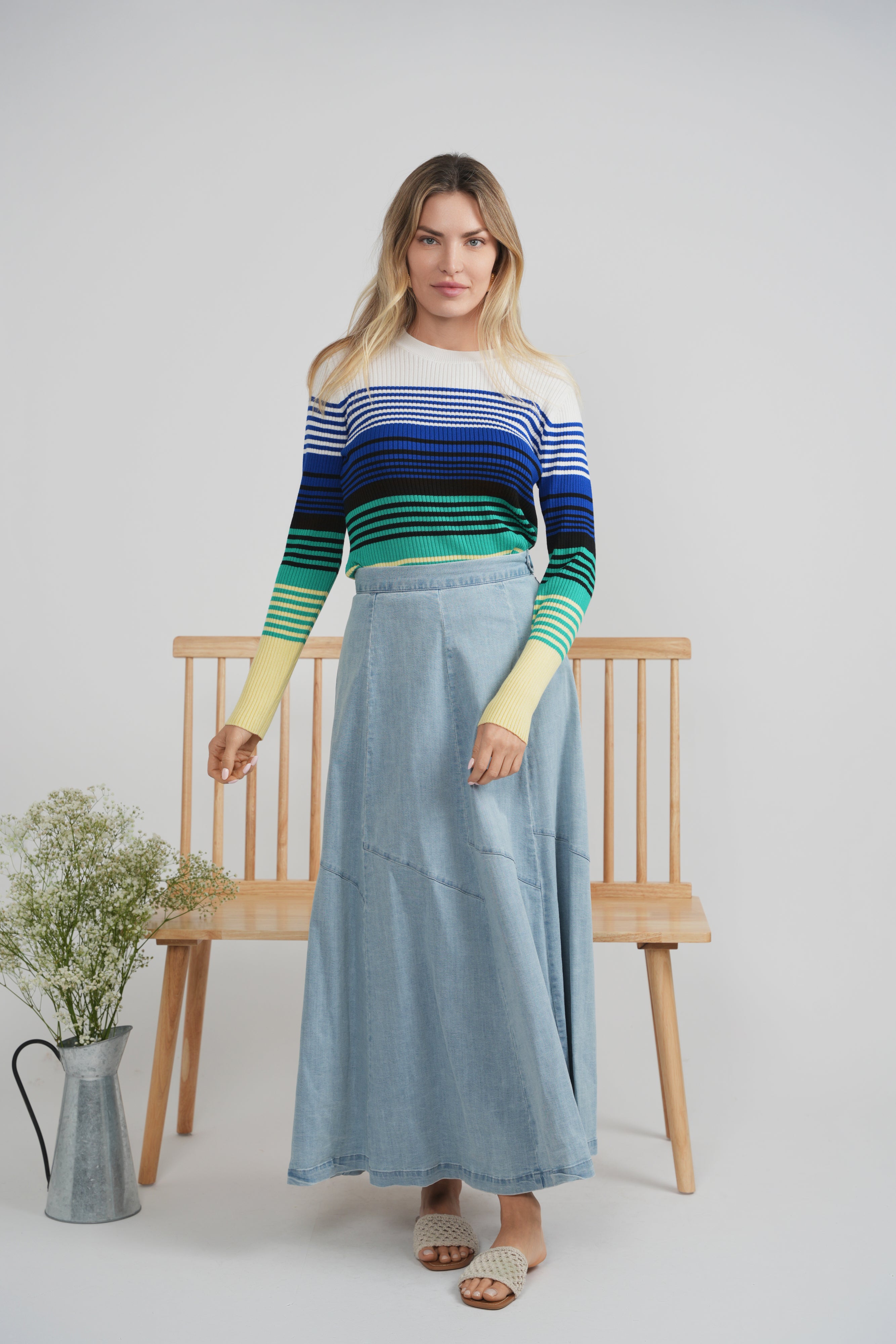 Multi Color Striped Sweater in by Coco