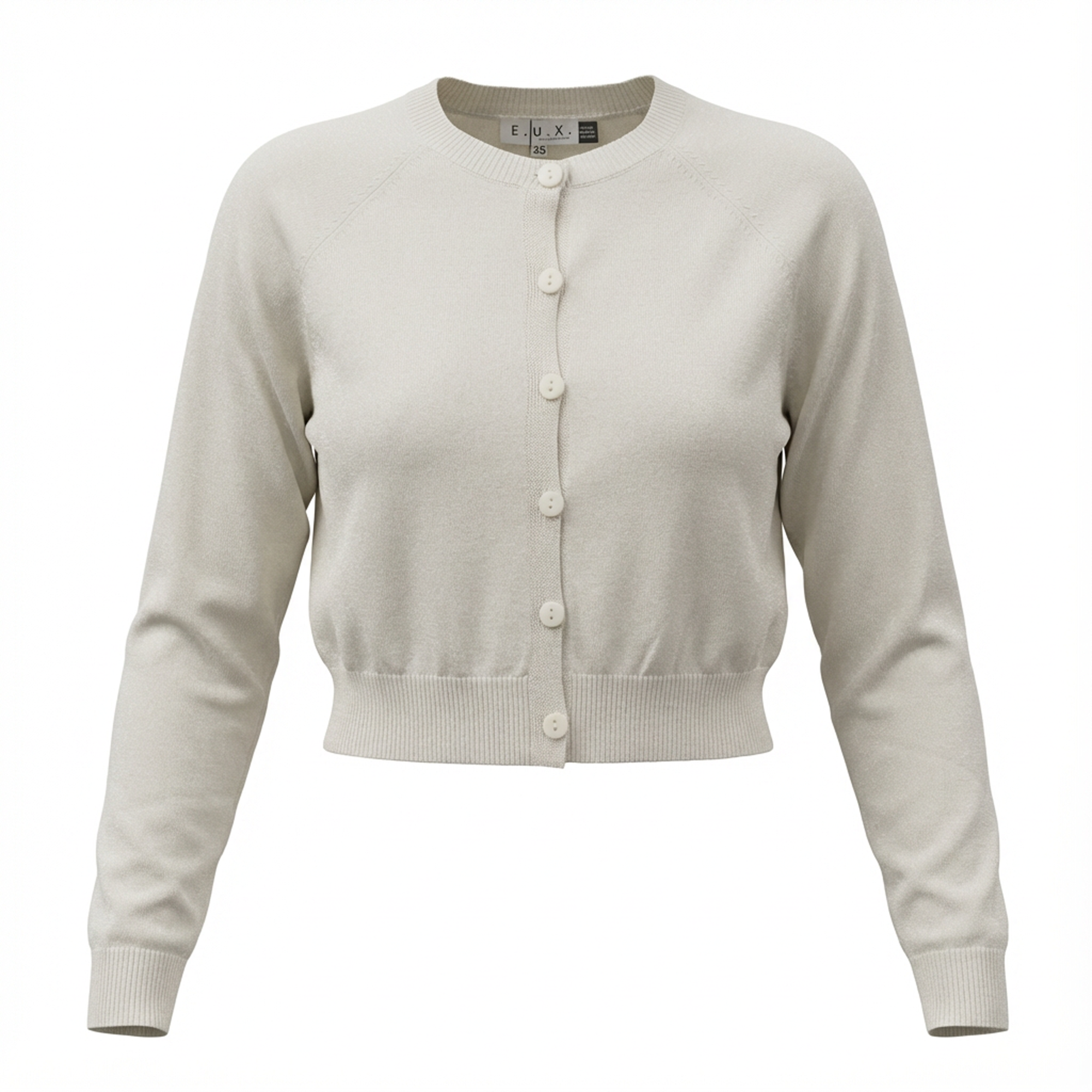 Cropped Shimmer Cardigan in Cream by E.U.X. Exclusive