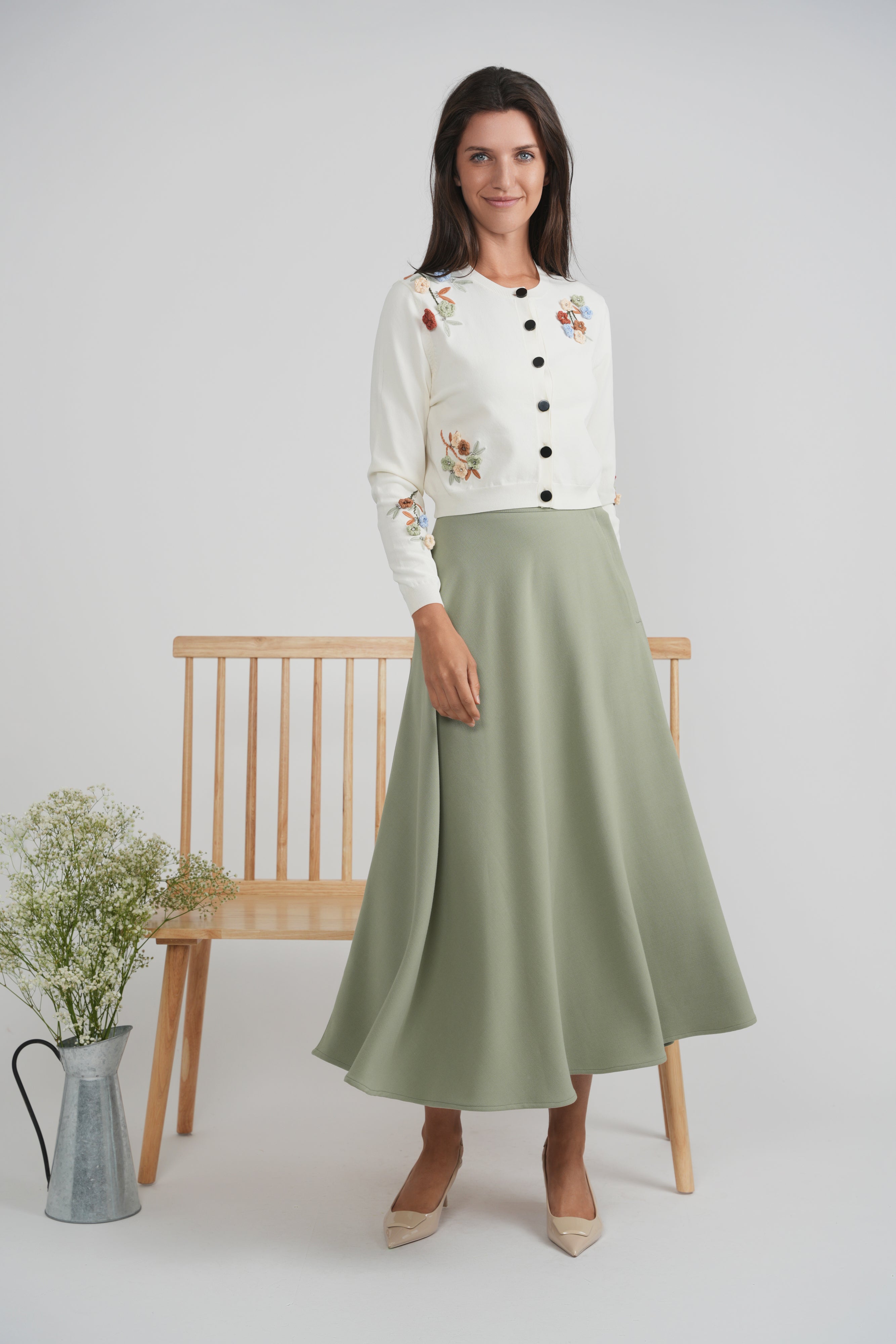 Cropped Embroidered Cardigan in by Mademoiselle