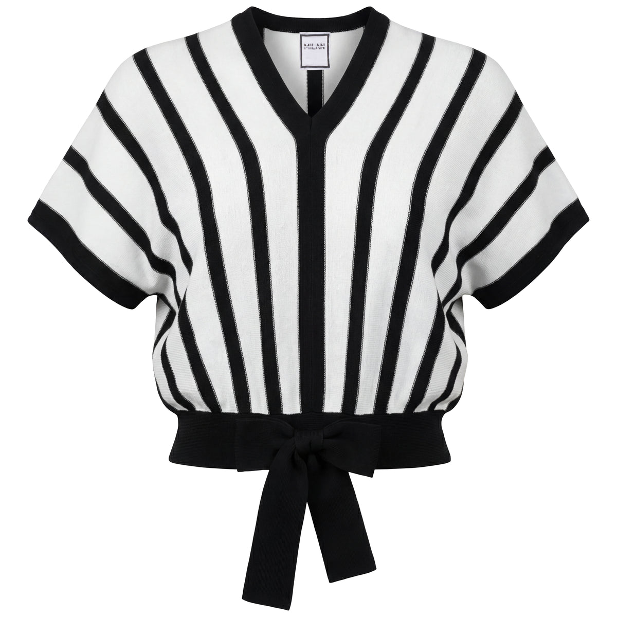 Striped Knit Vest in Off White Black by Milan Italy