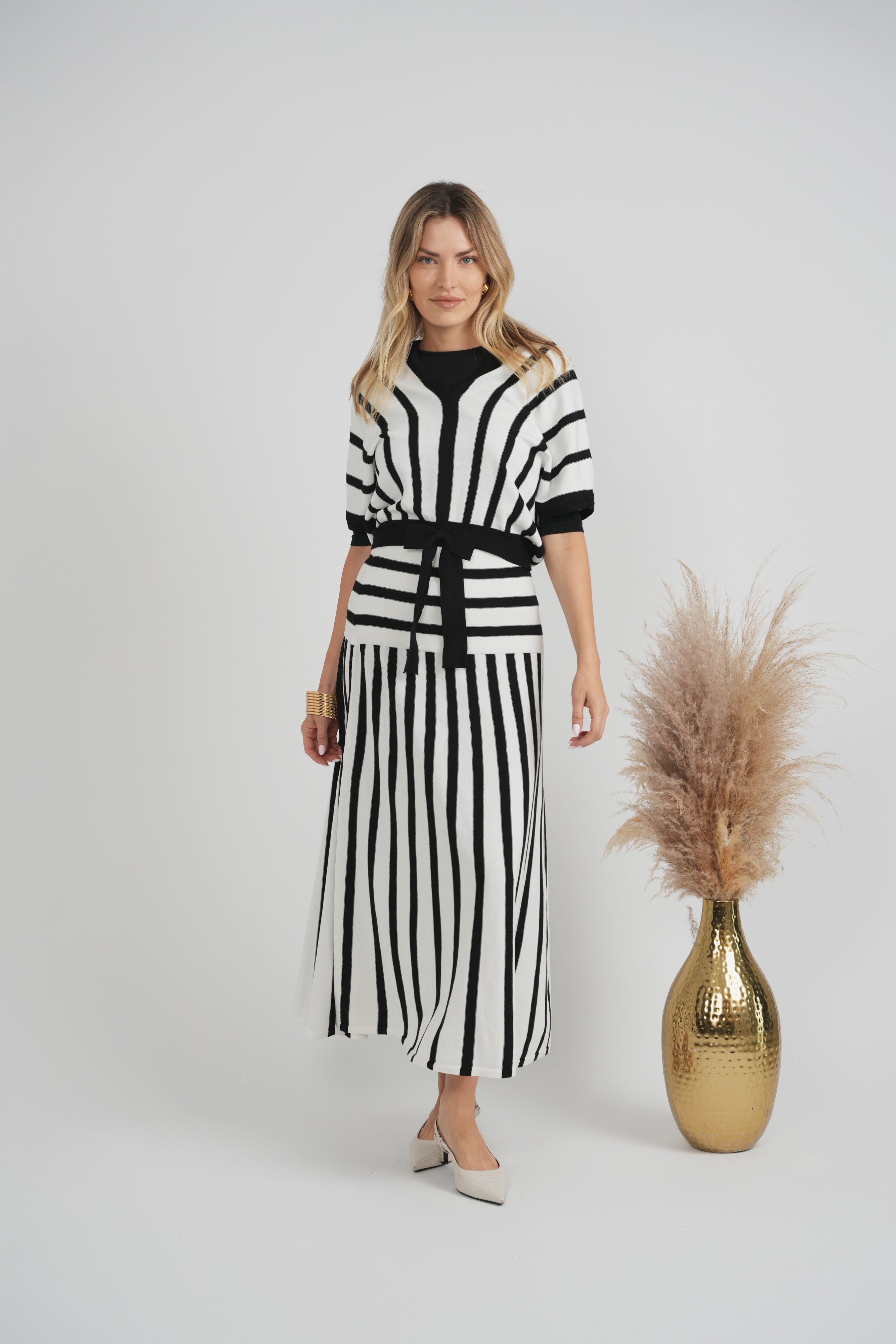 Striped Knit Vest in by Milan Italy