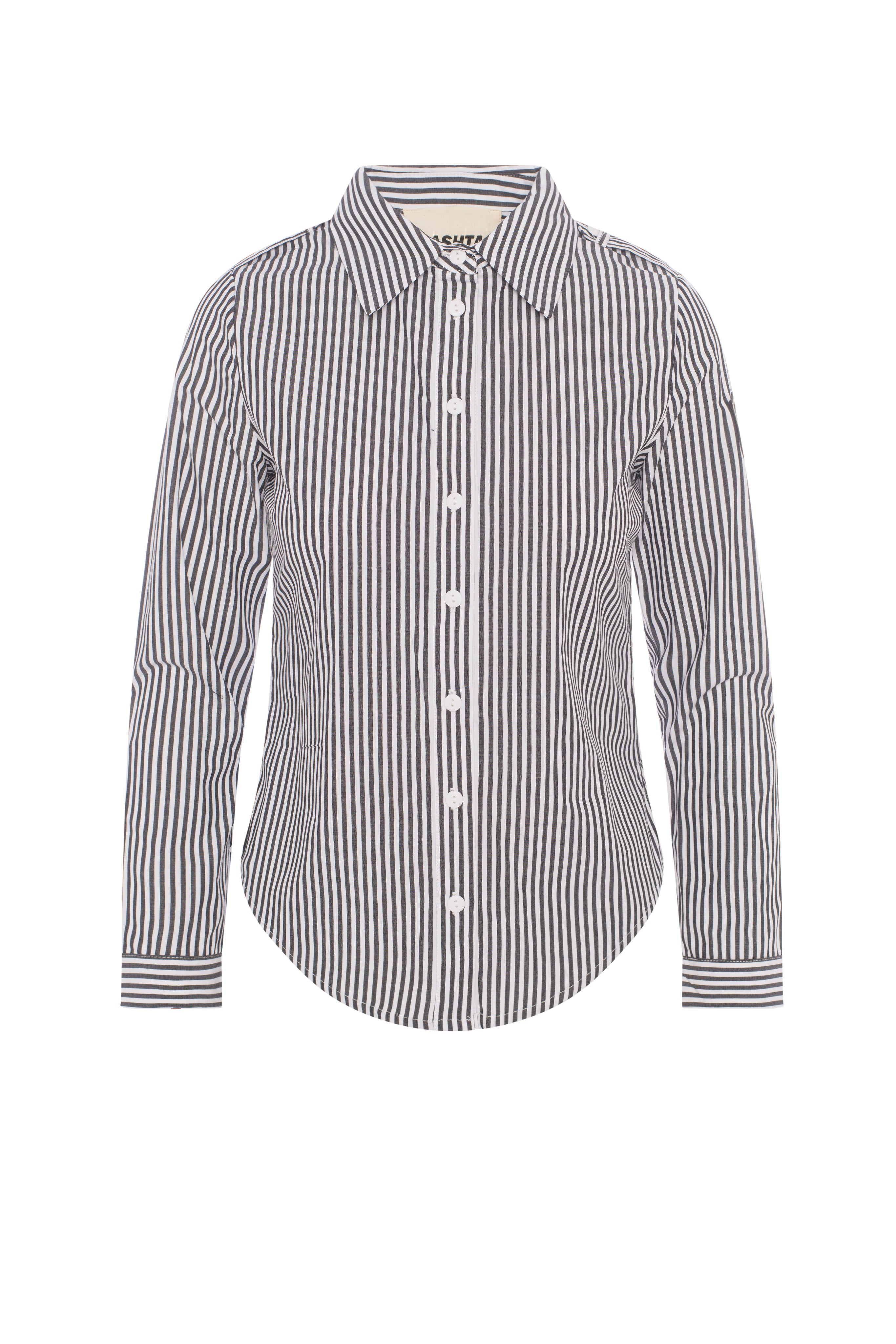 Striped Emblem Shirt in Black White by Hashtag