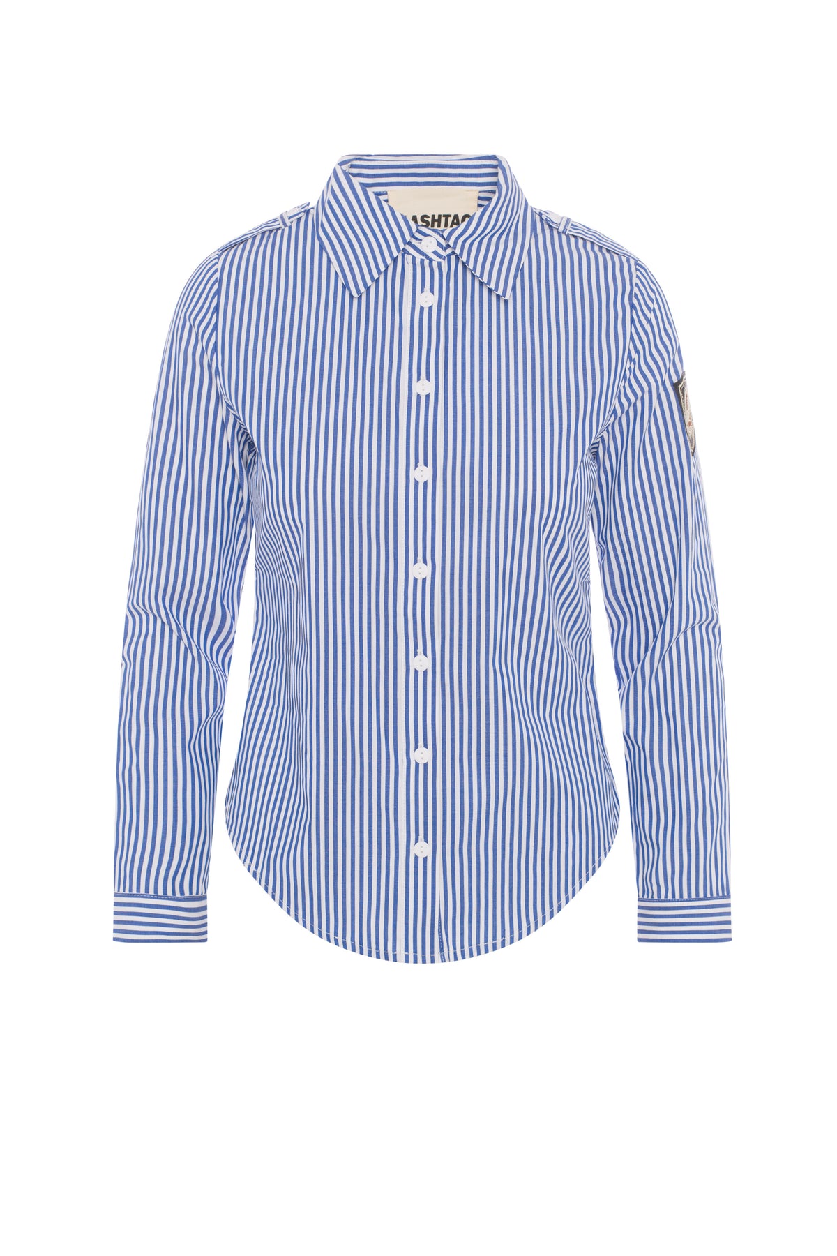 Striped Emblem Shirt in Denim White by Hashtag