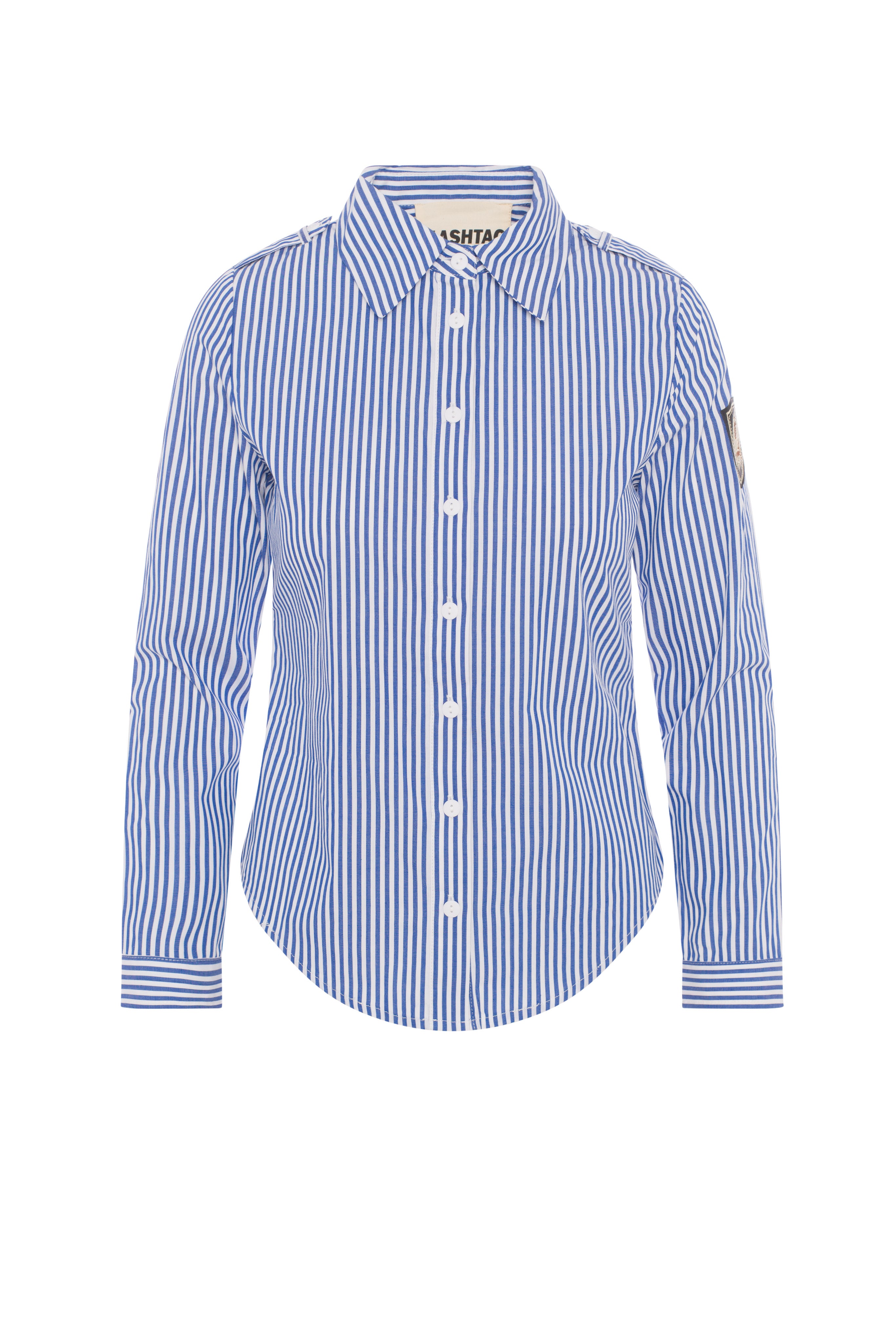 Striped Emblem Shirt in Denim White by Hashtag