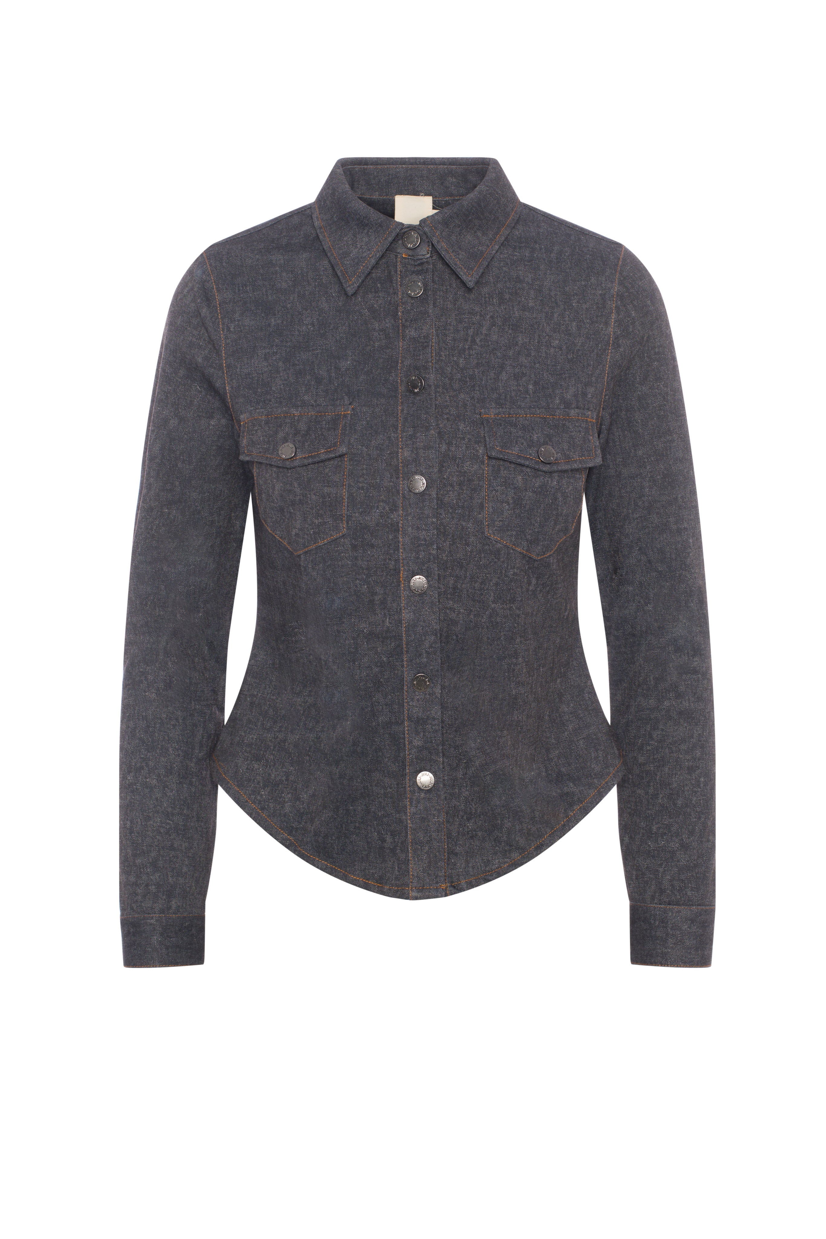 Stretch Denim Shirt in Black by Juli