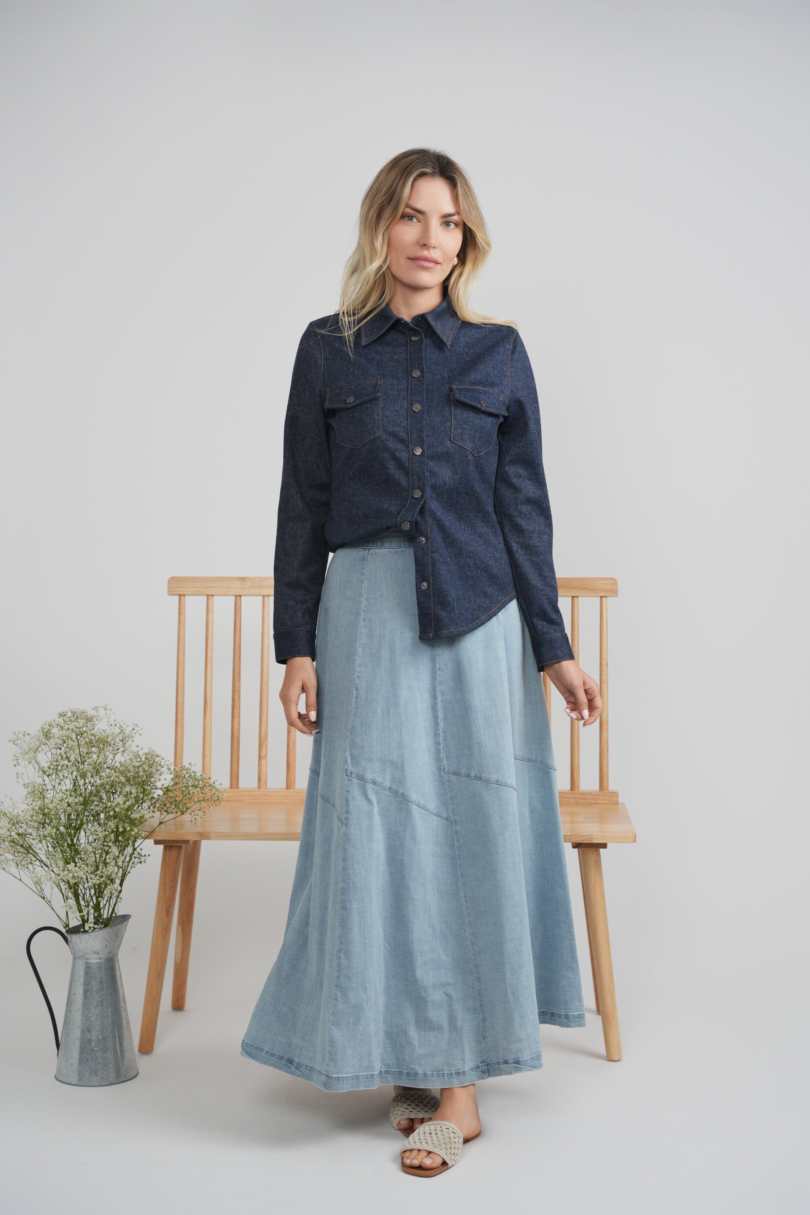 Stretch Denim Shirt in by Juli