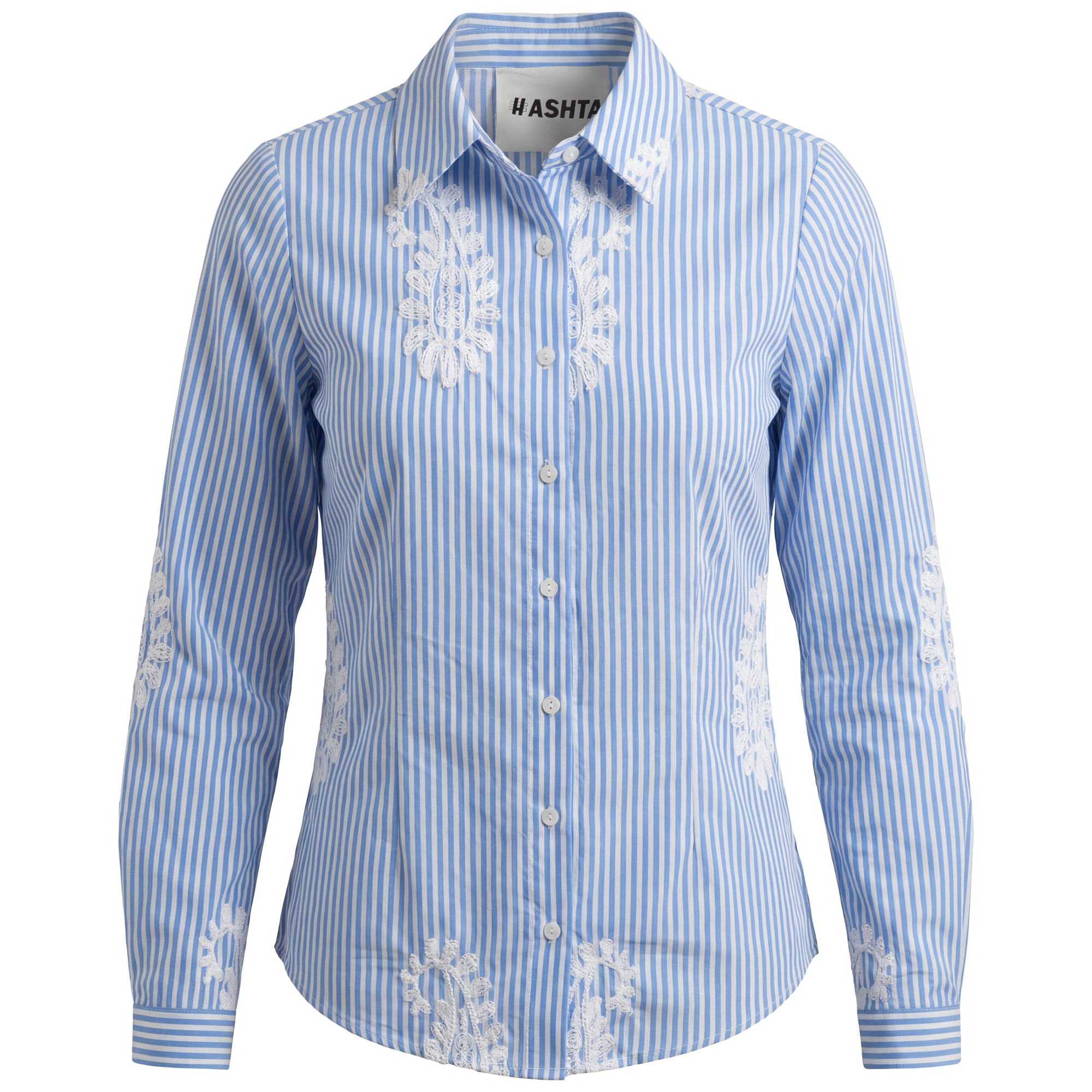 Striped Embroidered Blouse in Blue by Hashtag