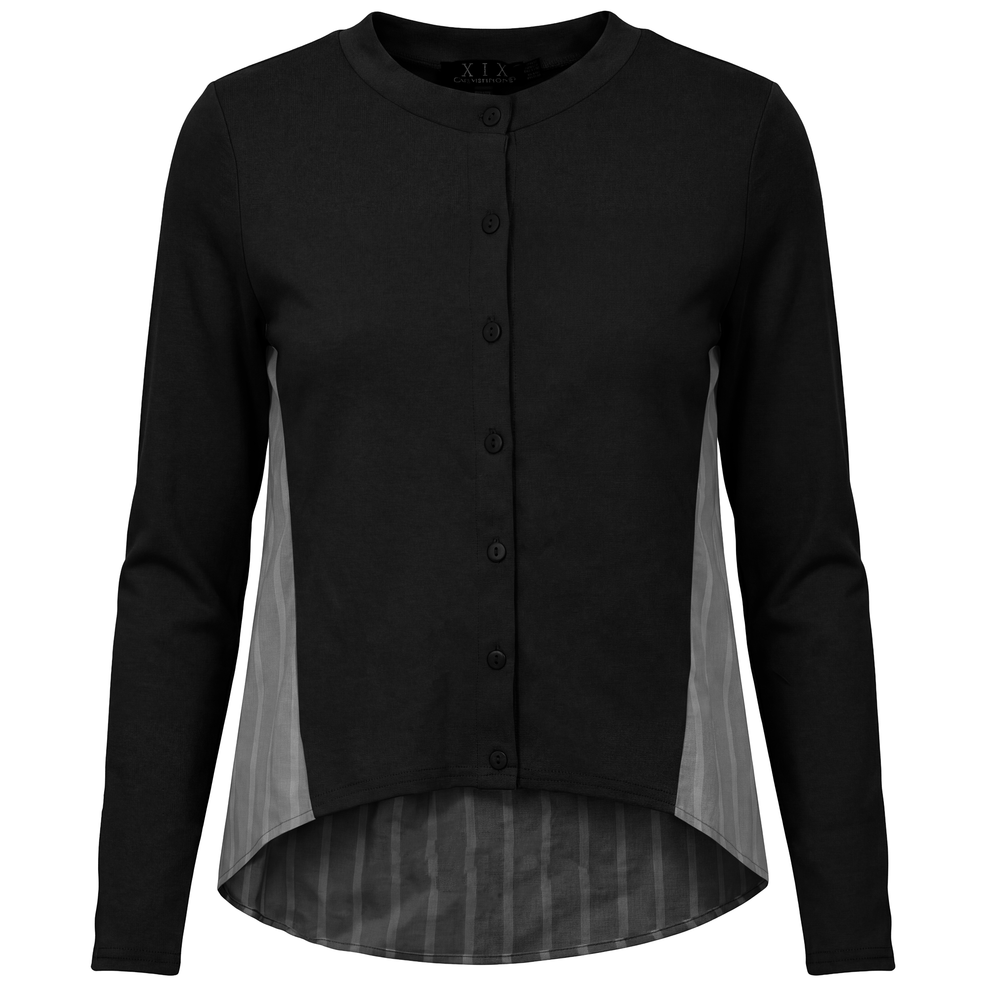 Cropped Cotton Cardigan Shirt Combo in Black by Diciannove