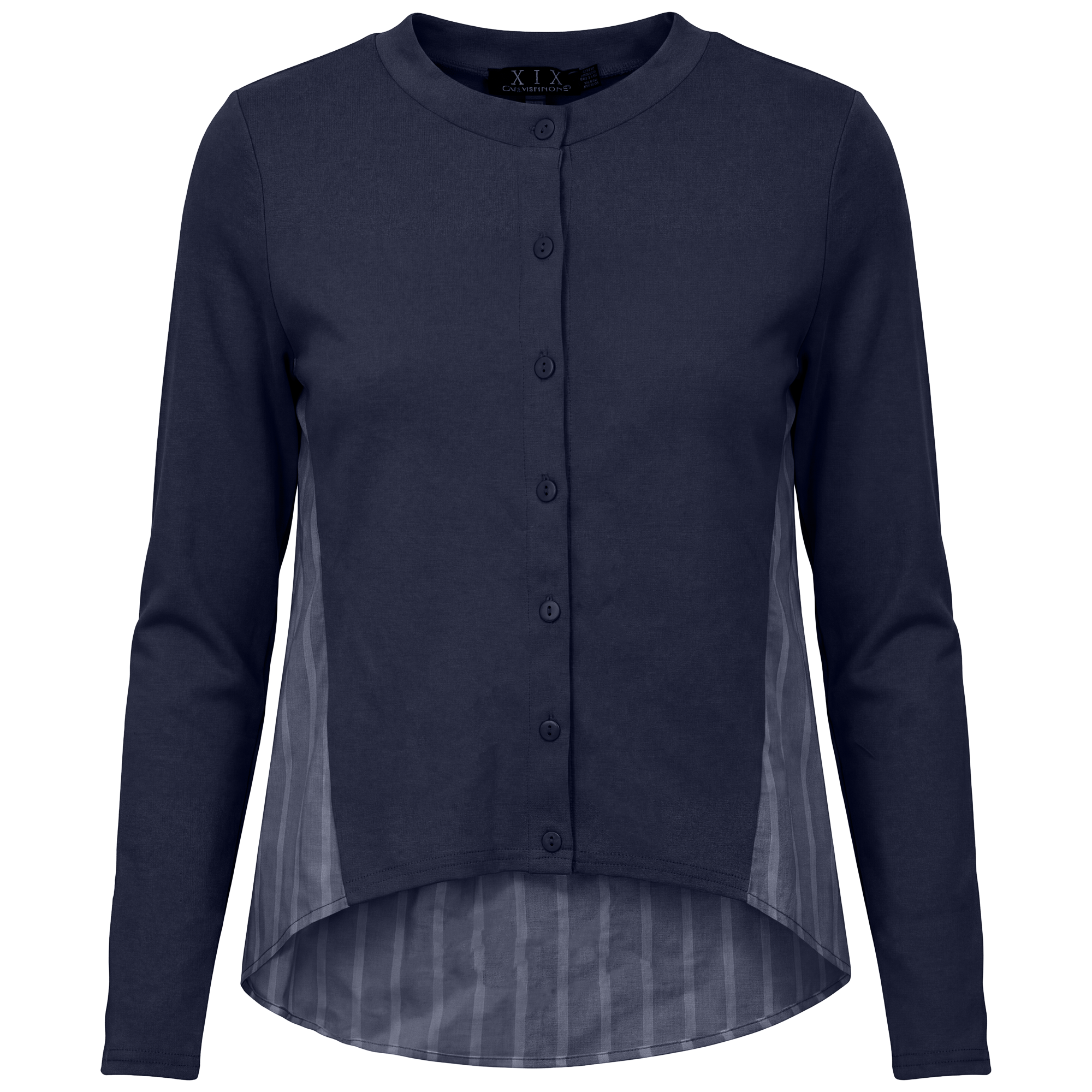 Cropped Cotton Cardigan Shirt Combo in Dark Denim by Diciannove