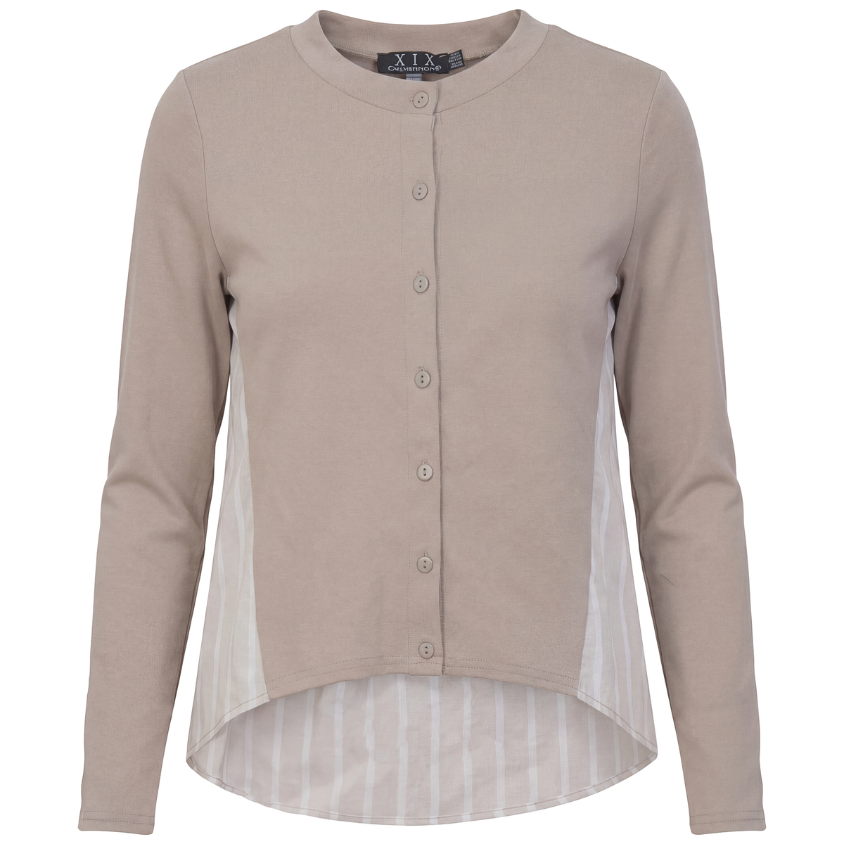 Cropped Cotton Cardigan Shirt Combo in Stone by Diciannove