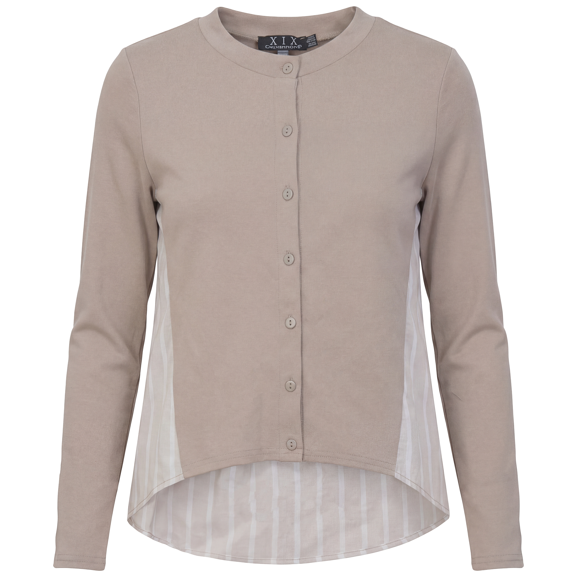 Cropped Cotton Cardigan Shirt Combo in Stone by Diciannove