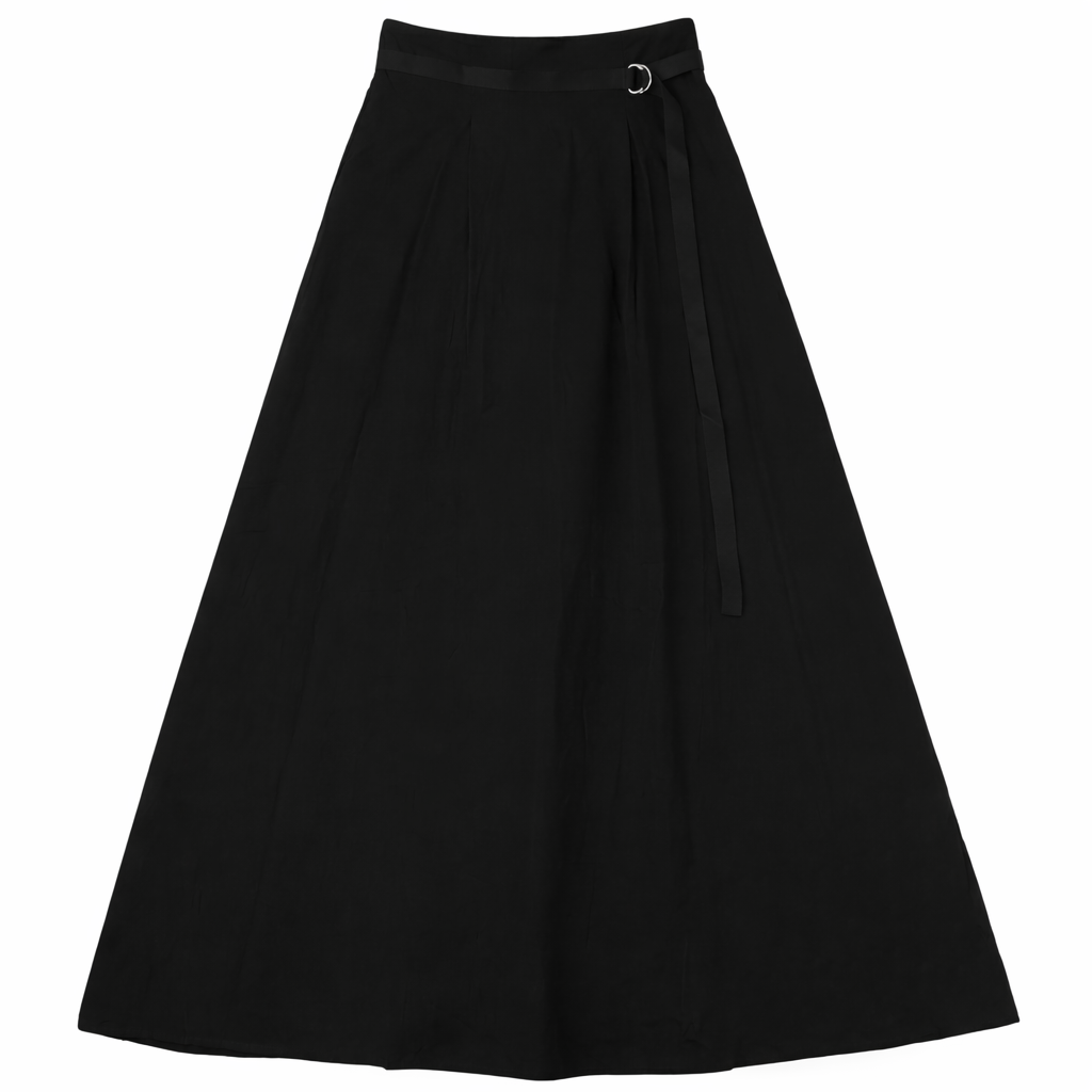 Maxi Knife Pleated Skirt in Black by Maxmrkt
