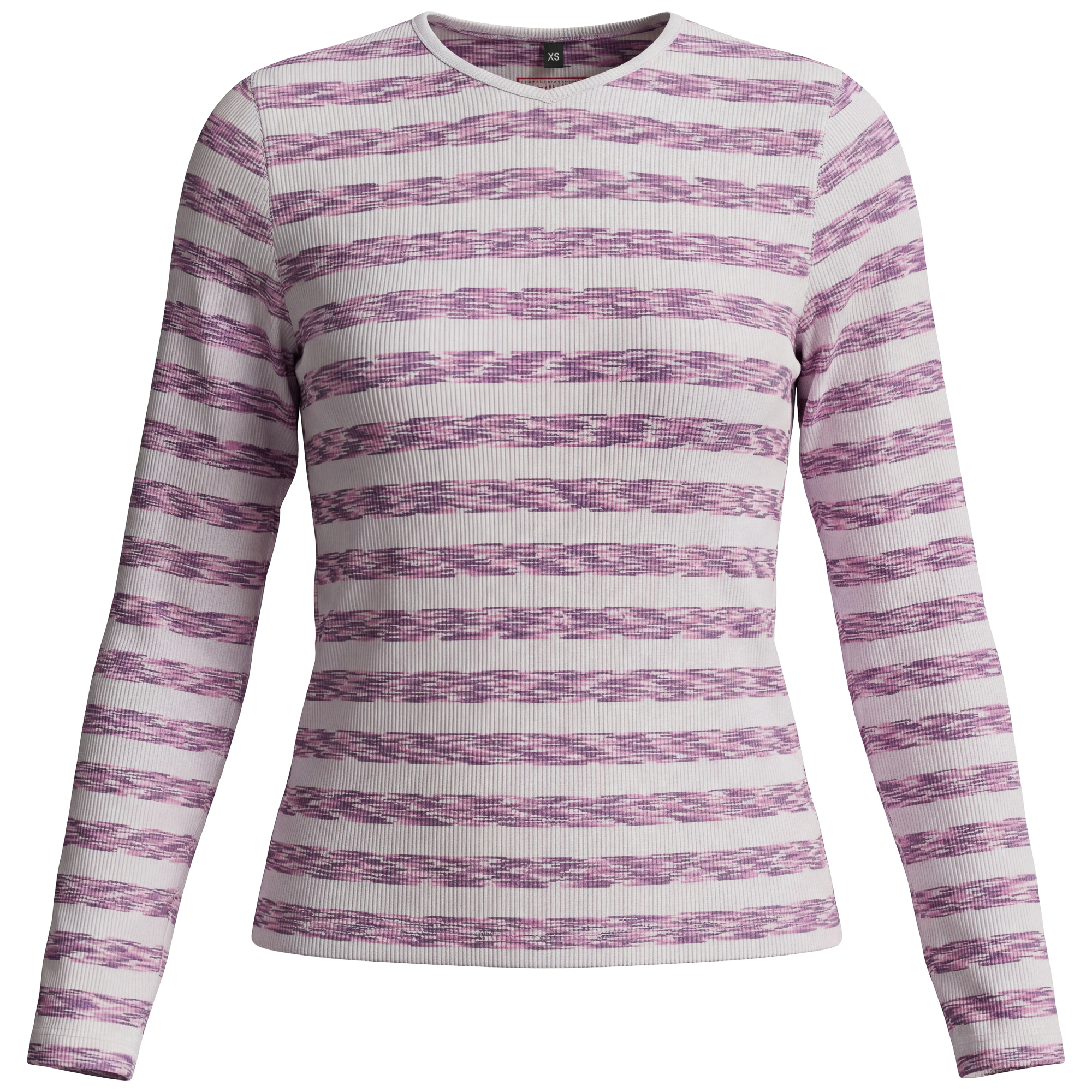 Striped V Neck Tee in Dark Pink by 24/7