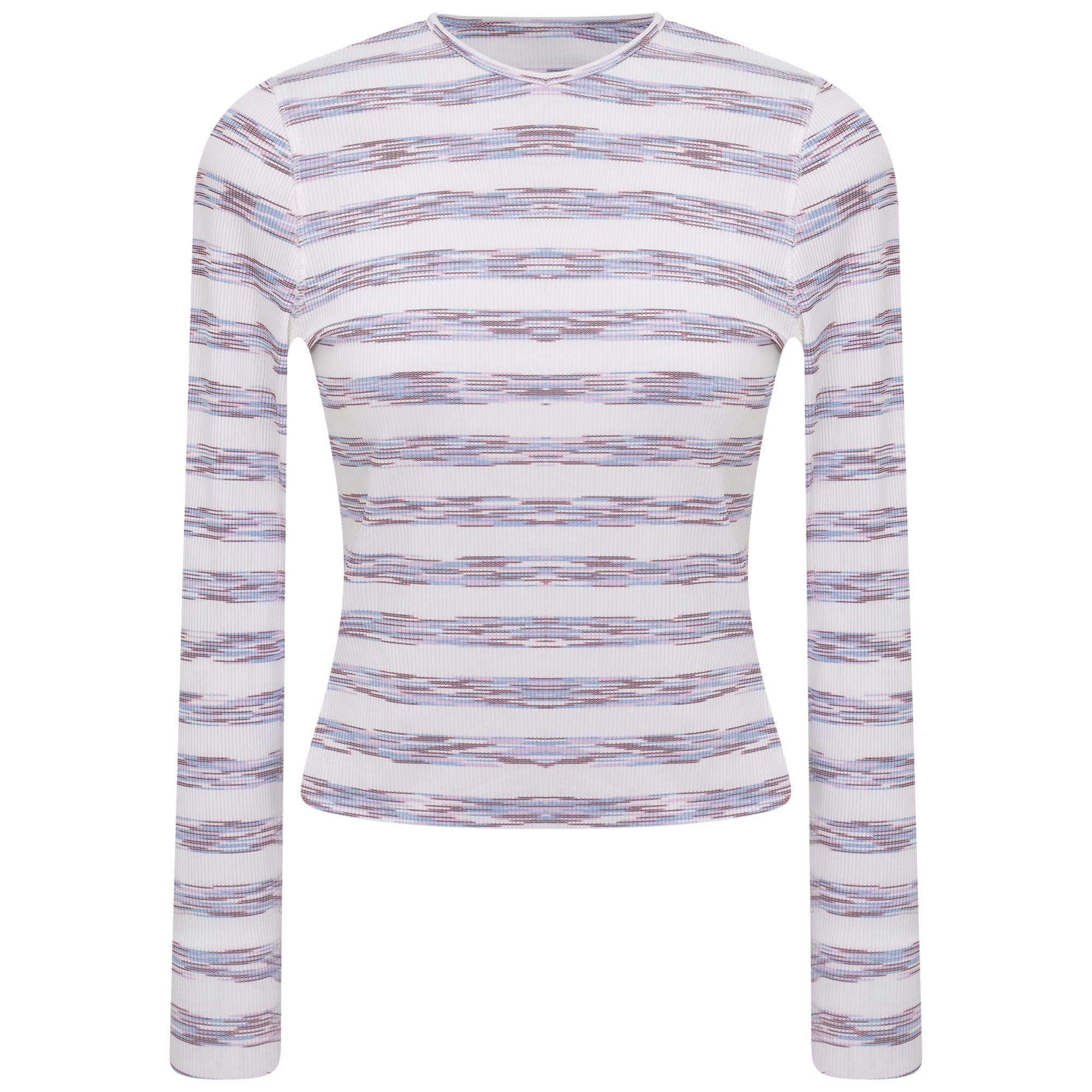 Striped V Neck Tee in Denim by 24/7