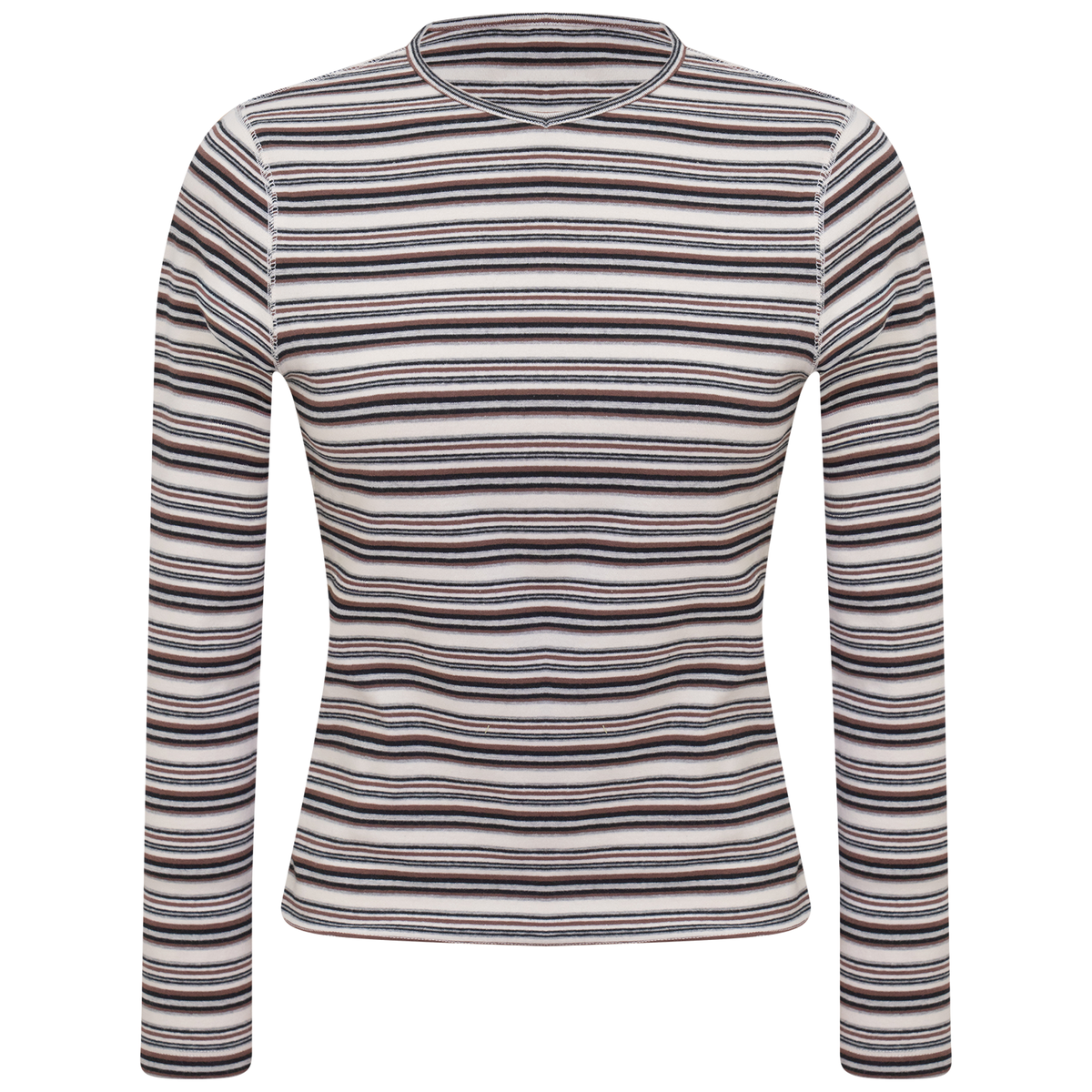 Striped V Neck Tee in Black by 24-Jul