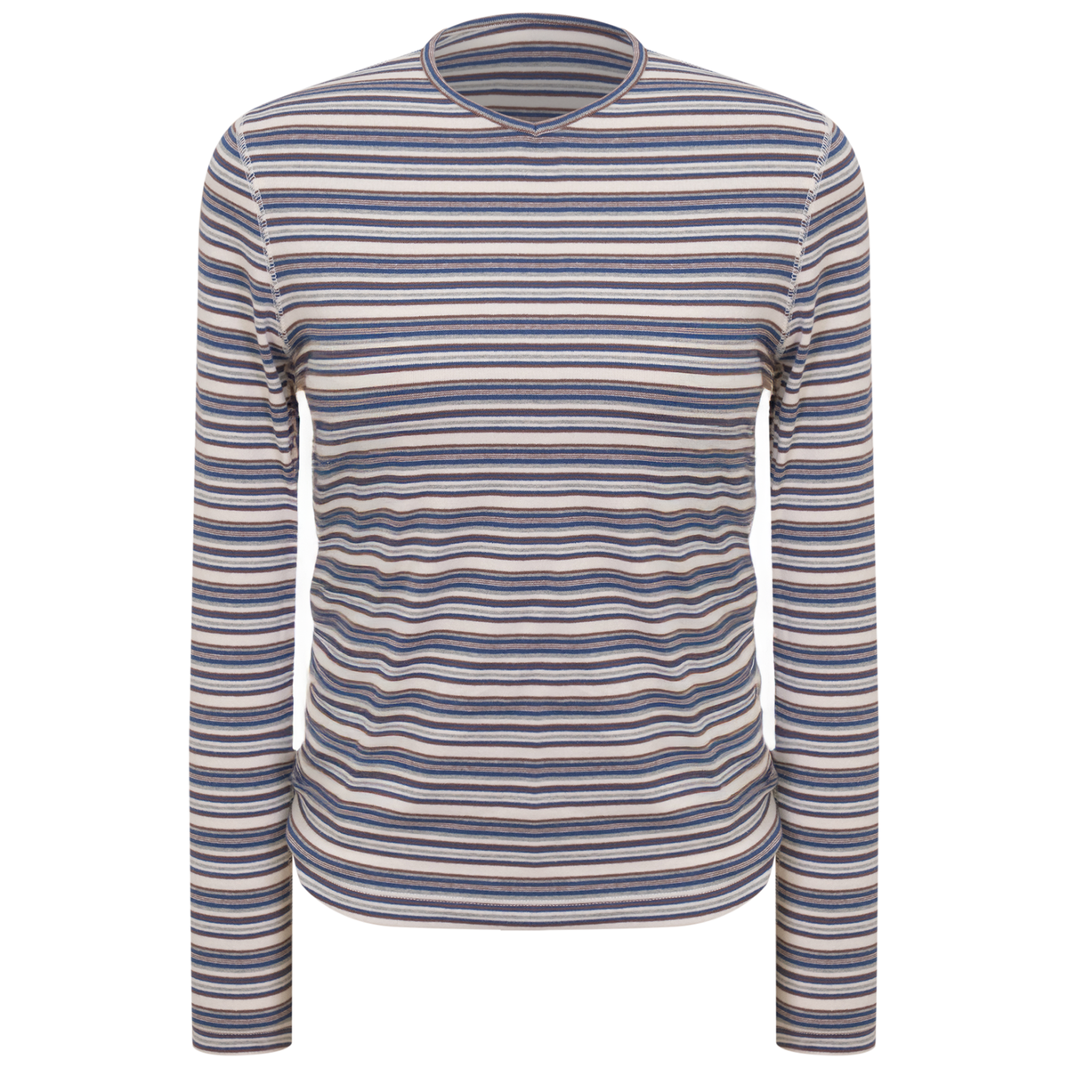 Striped V Neck Tee in Denim by 24-Jul