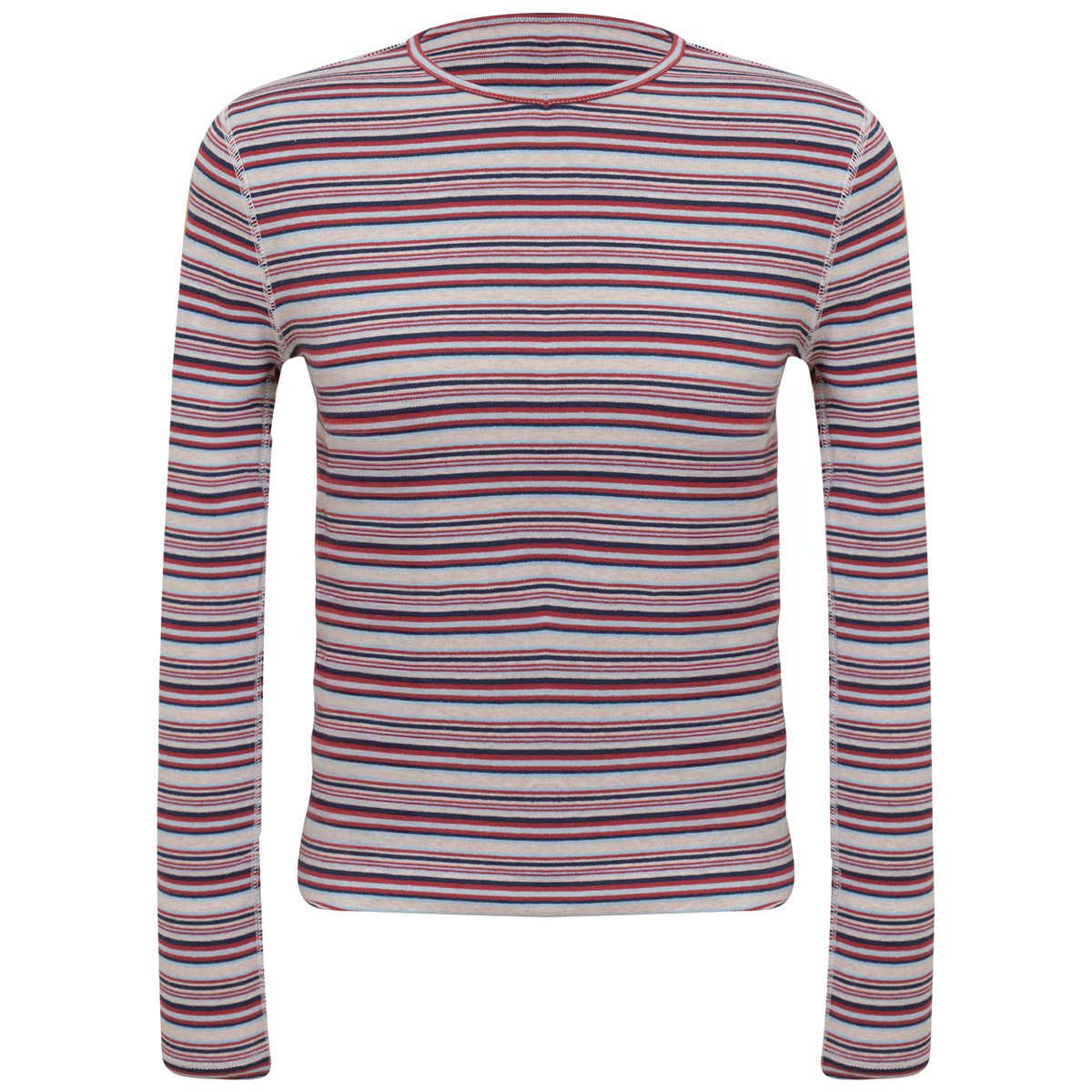Striped V Neck Tee in Port by 24-Jul