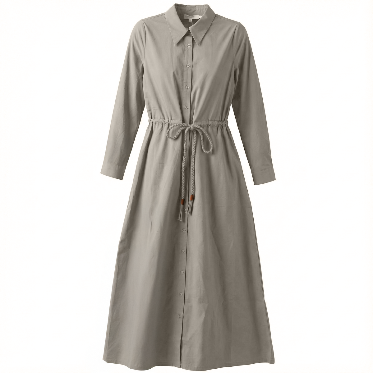 Cotton Midi Wrap Dress in Stone by Midi