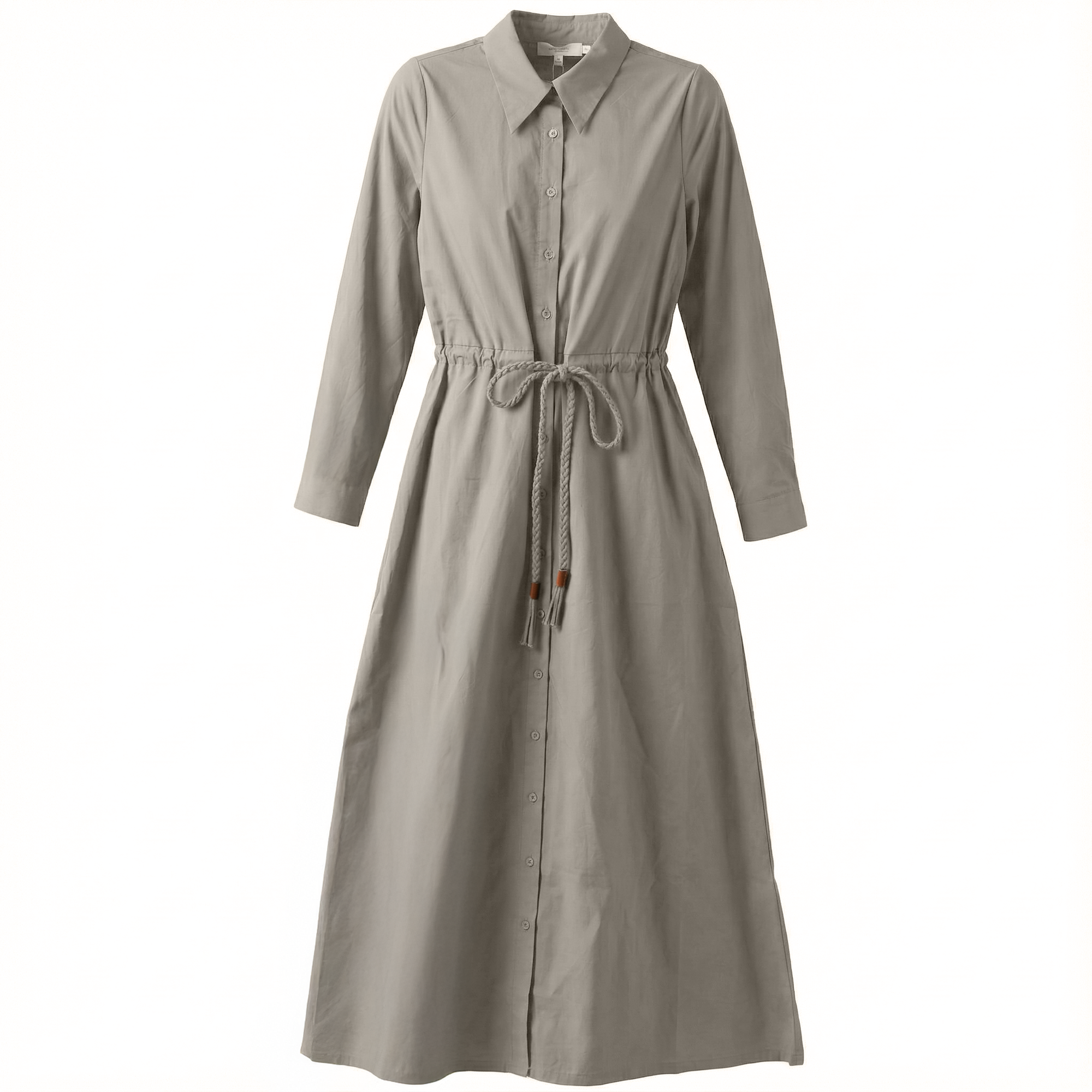 Cotton Midi Wrap Dress in Stone by Midi