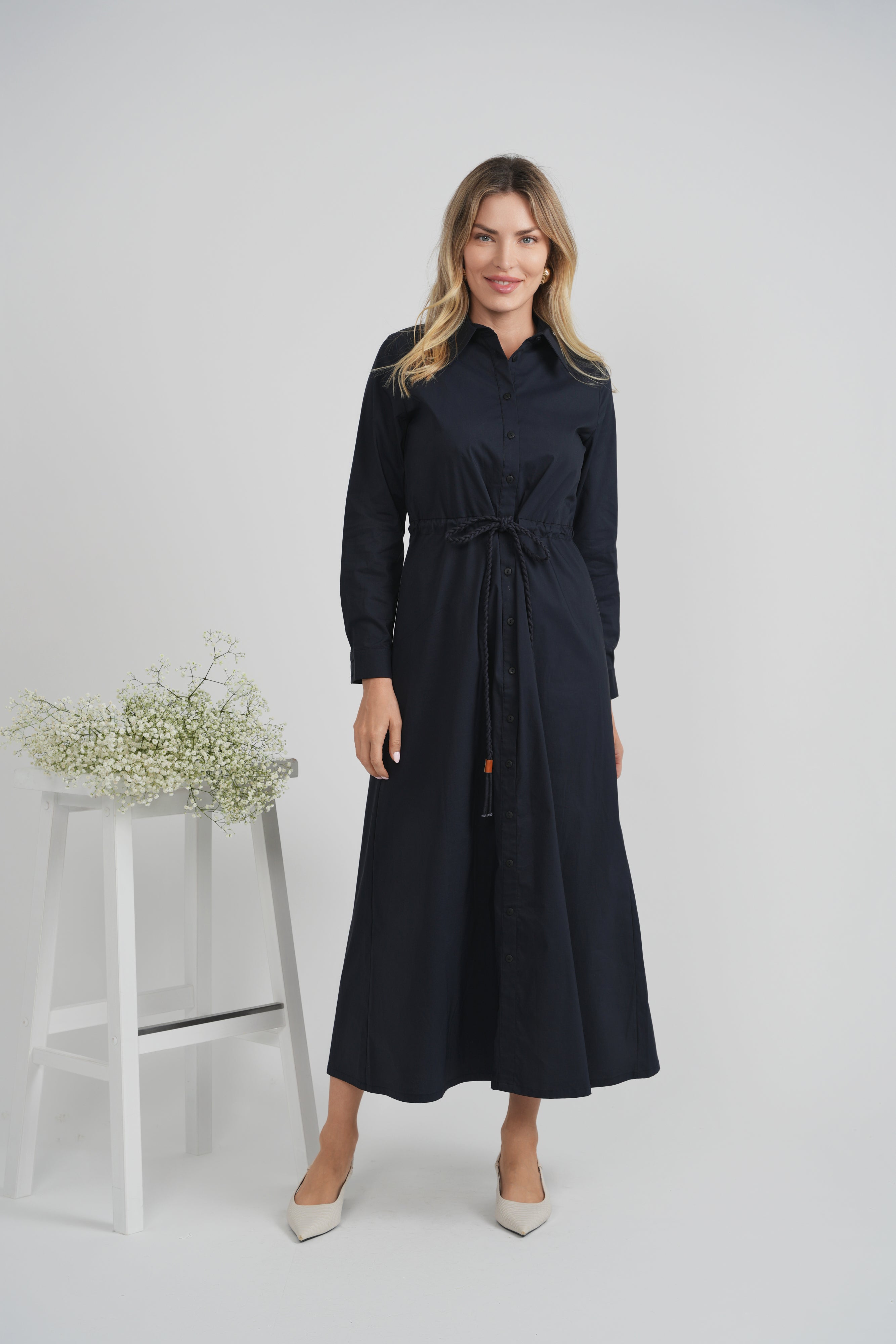 Cotton Midi Wrap Dress in by Midi
