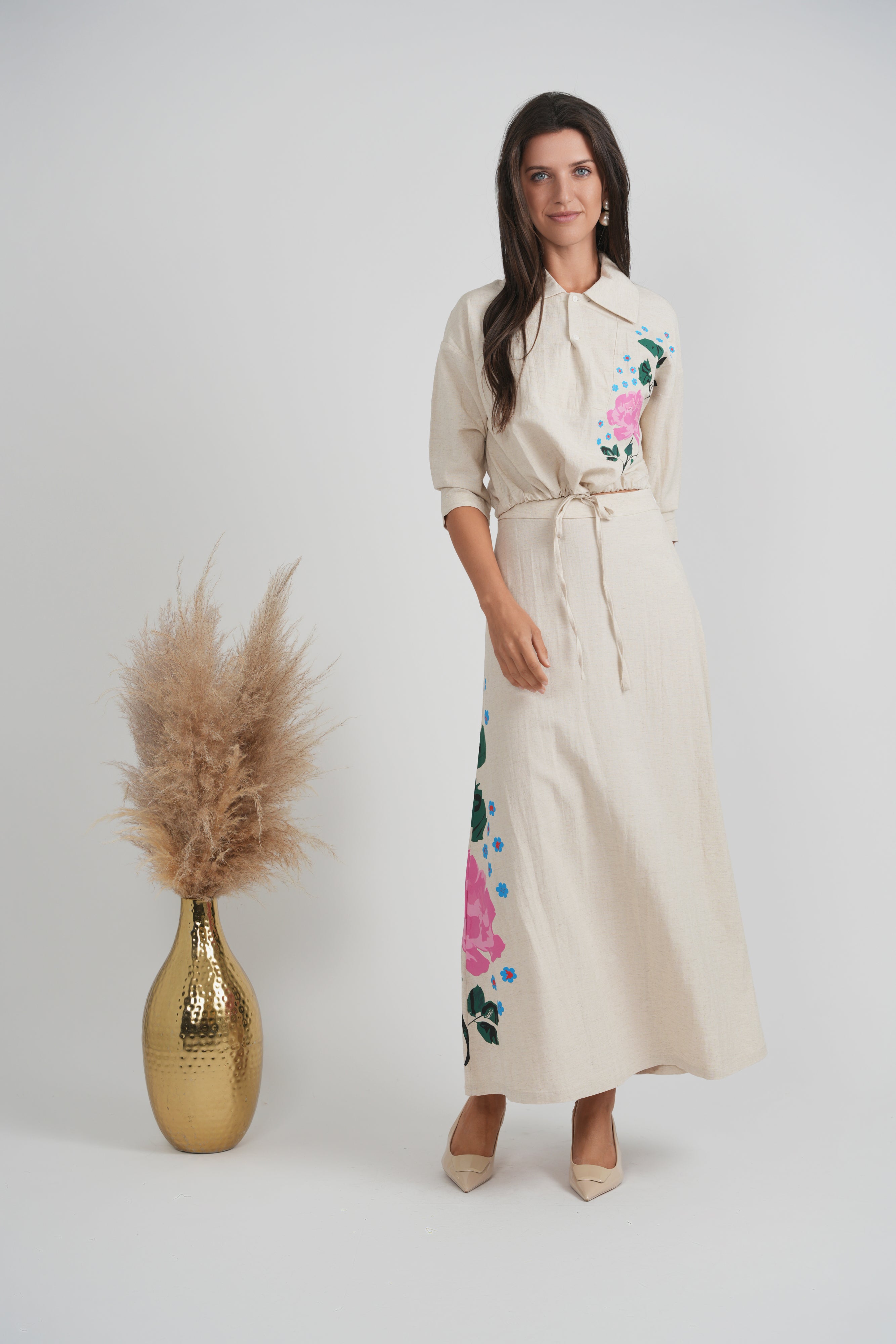 Linen Printed Maxi Set in by E.U.X. Exclusive