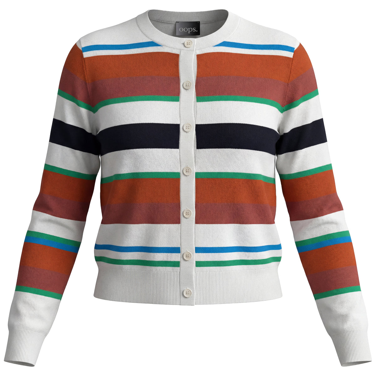 Cropped Striped Knit Cardigan in Multi by Oops