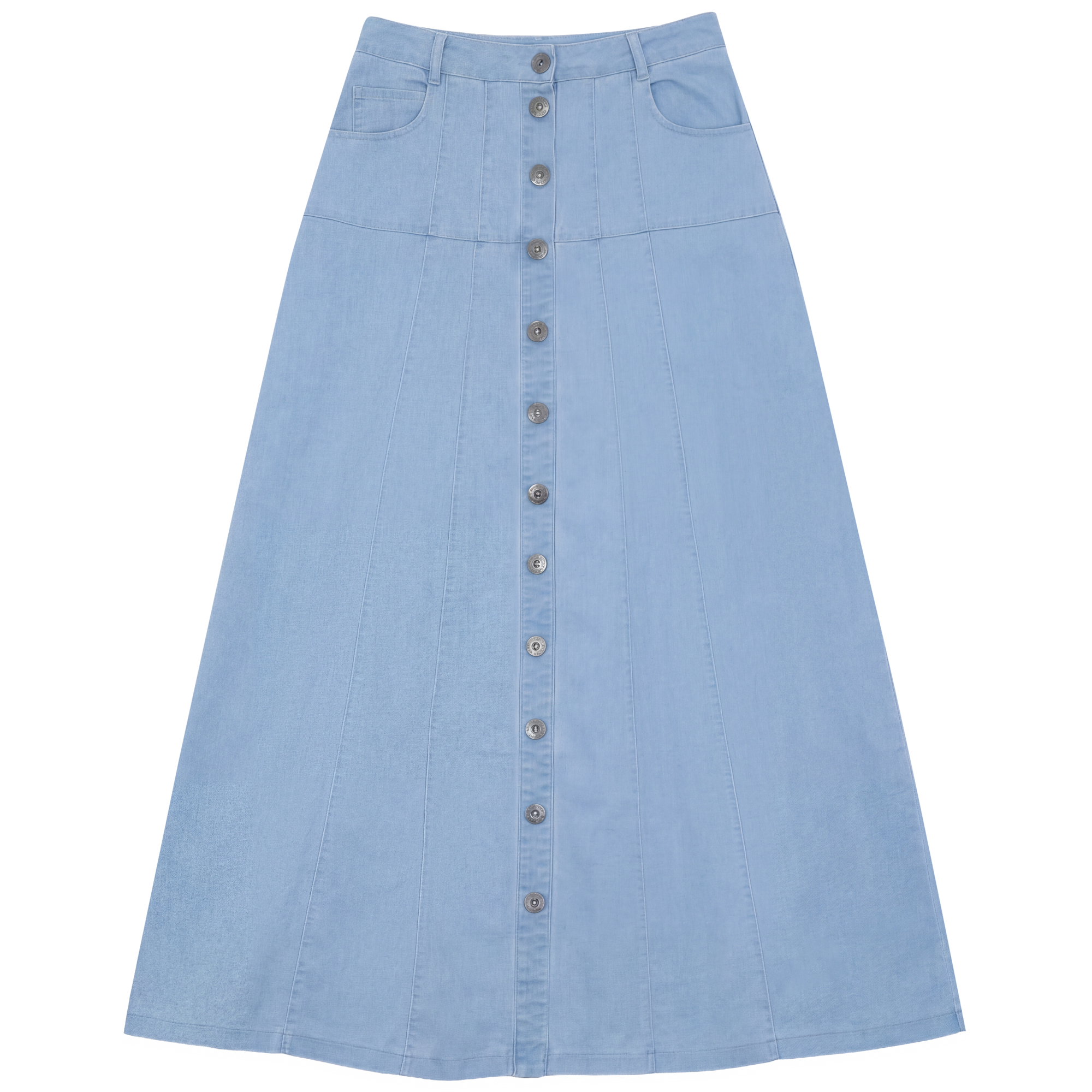 Maxi Denim Button Skirt in Light Denim by Faves